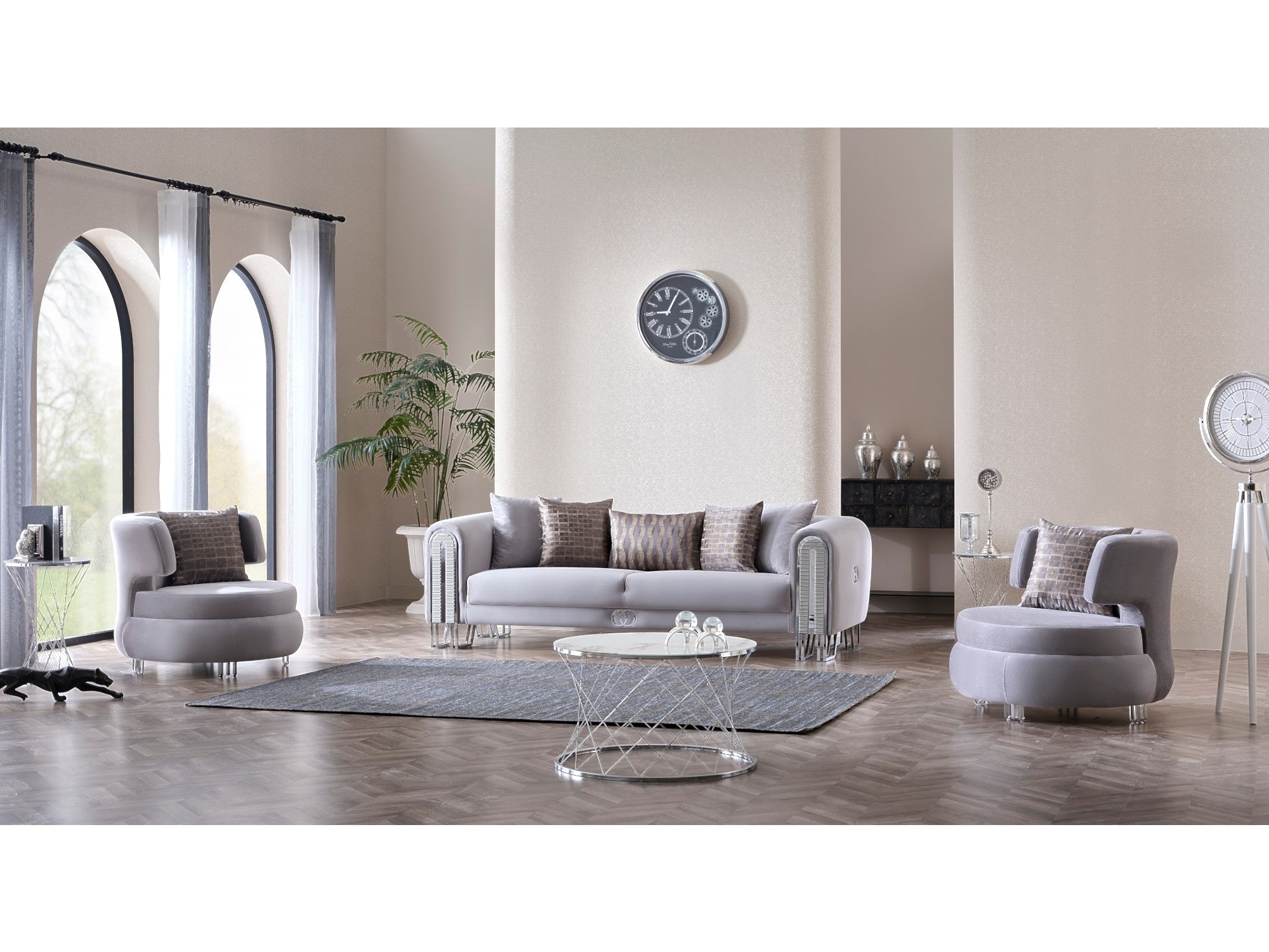 Kapadokya 3-pieces (Sofa & Loveseat & Chair) Livingroom Set Grey