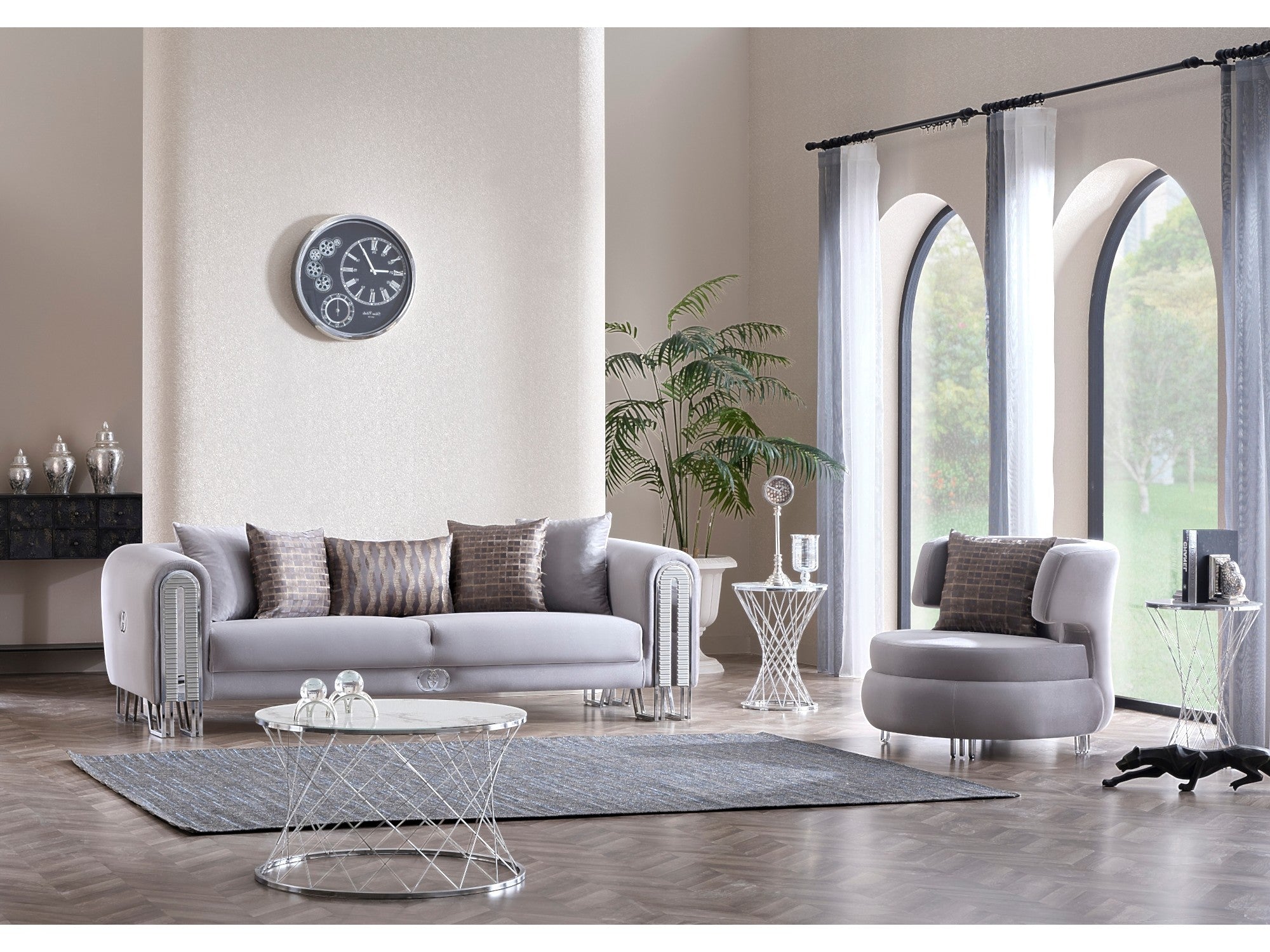 Kapadokya Stationary Livingroom Set (2 Sofa & 2 Chair) Grey