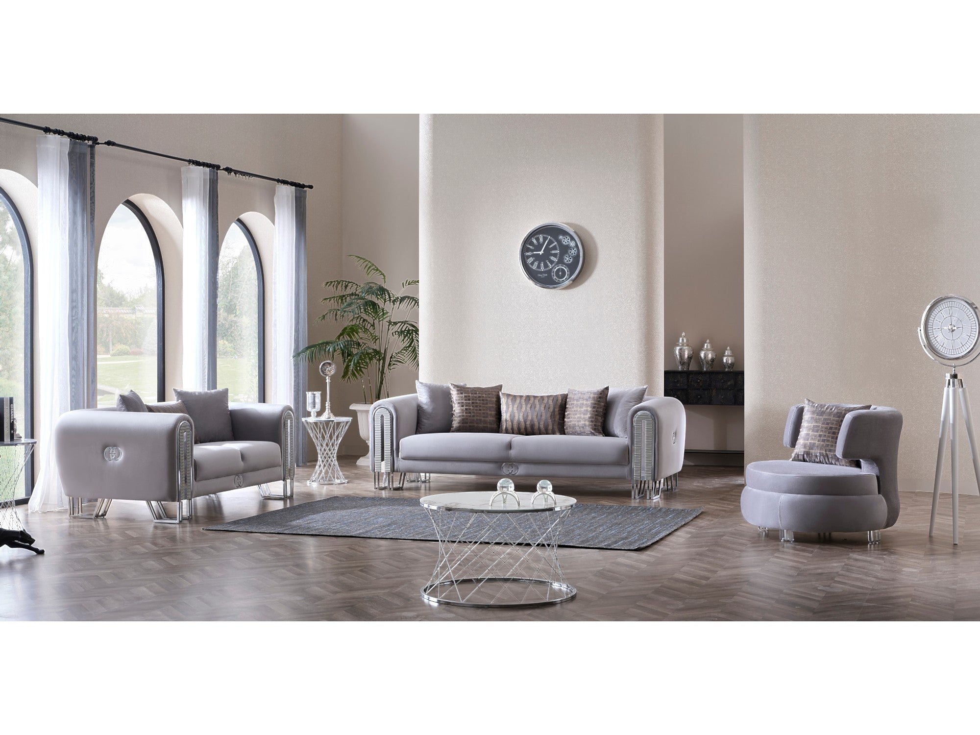 Kapadokya 3-pieces (Sofa & Loveseat & Chair) Livingroom Set Grey