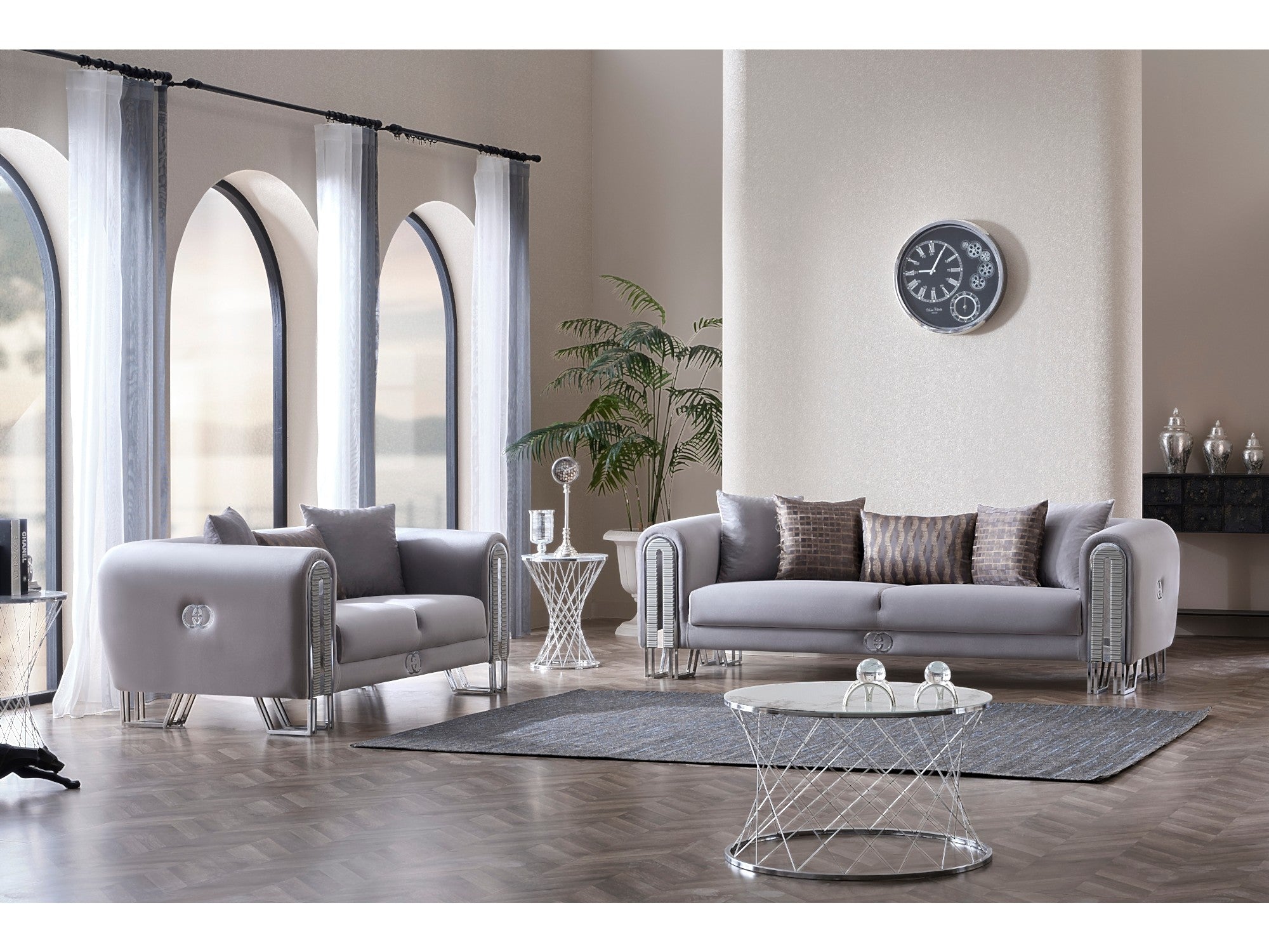 Kapadokya Stationary Livingroom Set (2 Sofa & 2 Chair) Grey