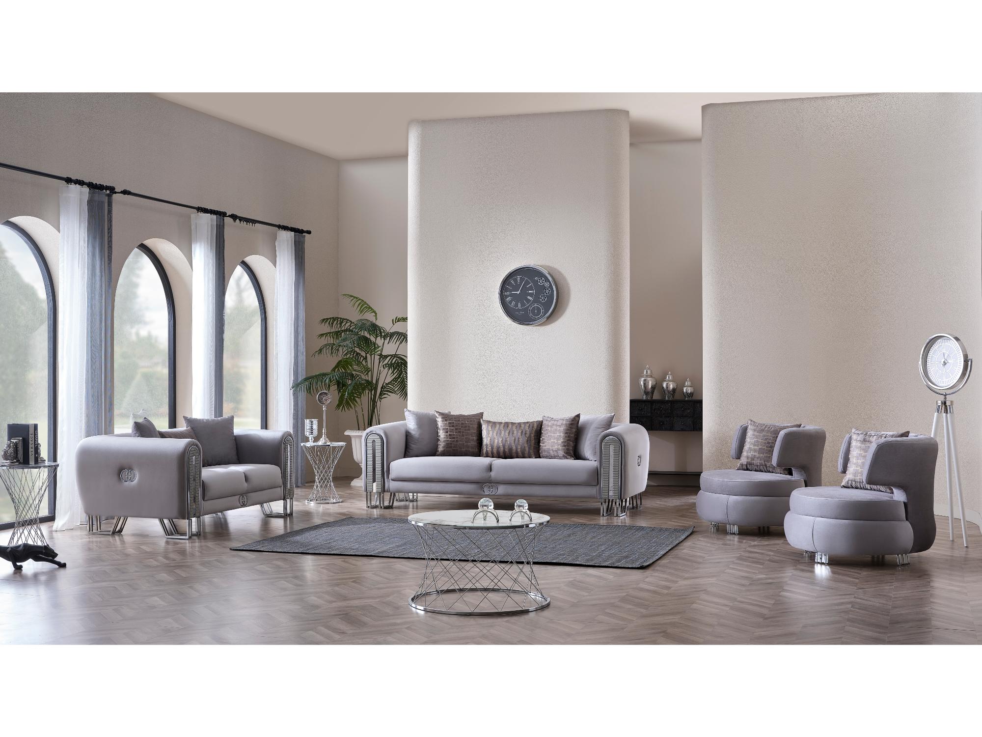 Kapadokya Stationary Livingroom Set (2 Sofa & 2 Chair) Grey