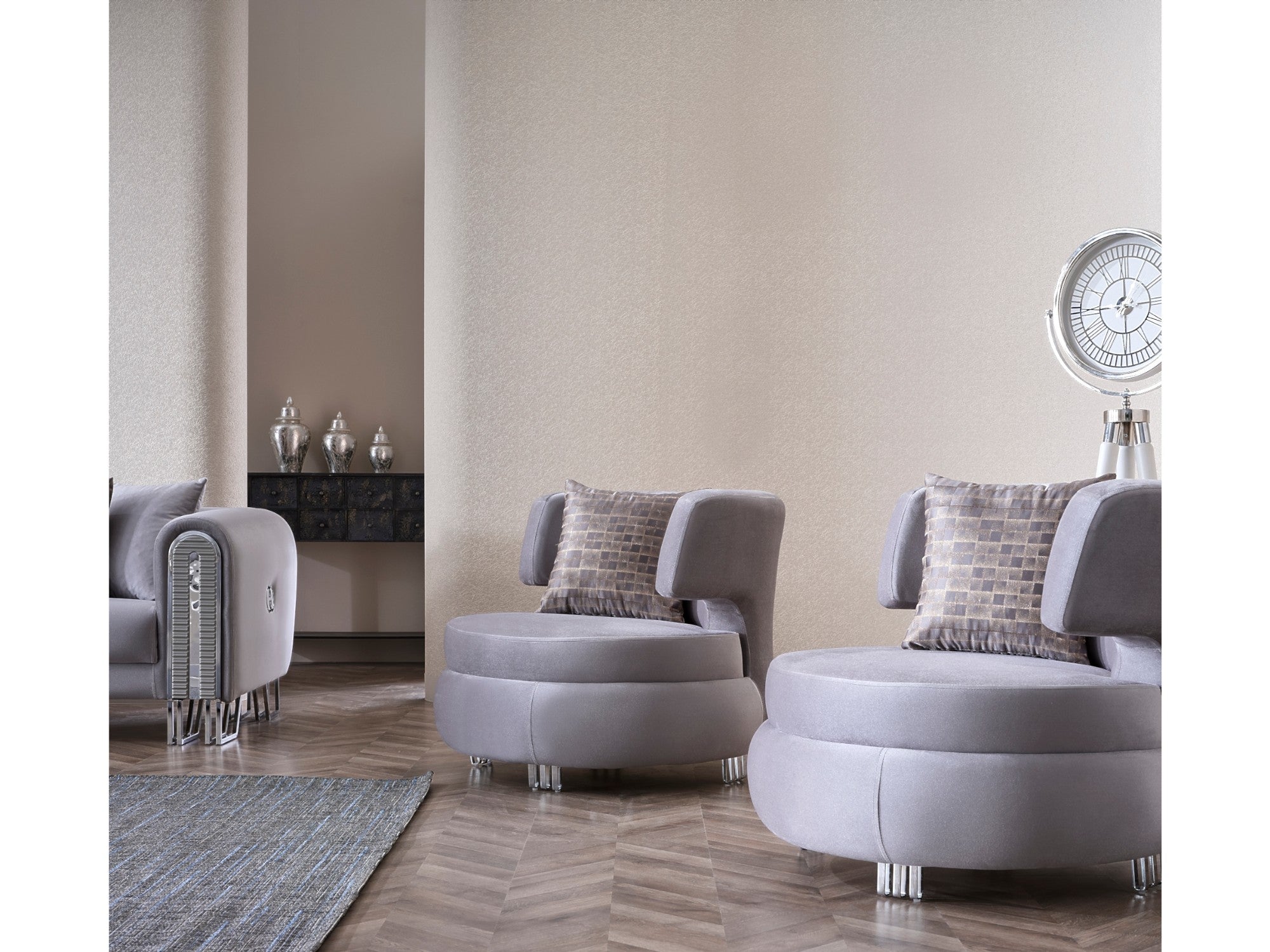 Kapadokya Stationary Livingroom Set (2 Sofa & 2 Chair) Grey