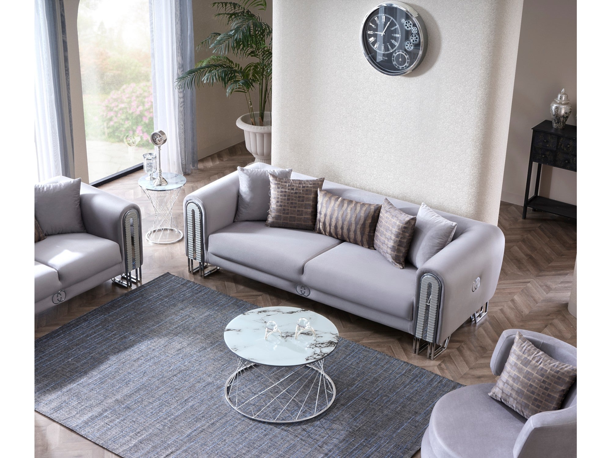 Kapadokya Stationary Livingroom Set (2 Sofa & 2 Chair) Grey