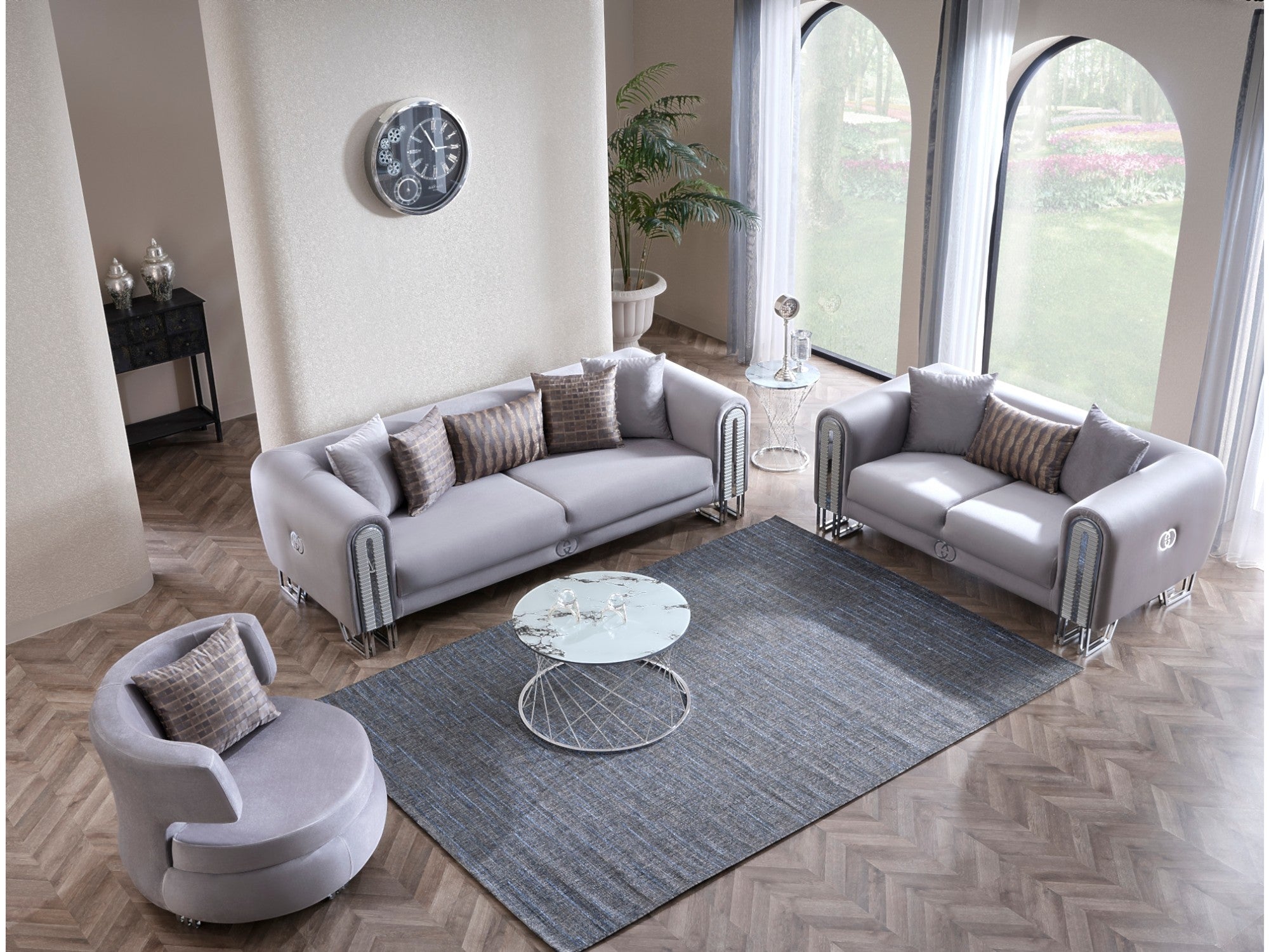 Kapadokya Stationary Livingroom Set (2 Sofa & 2 Chair) Grey