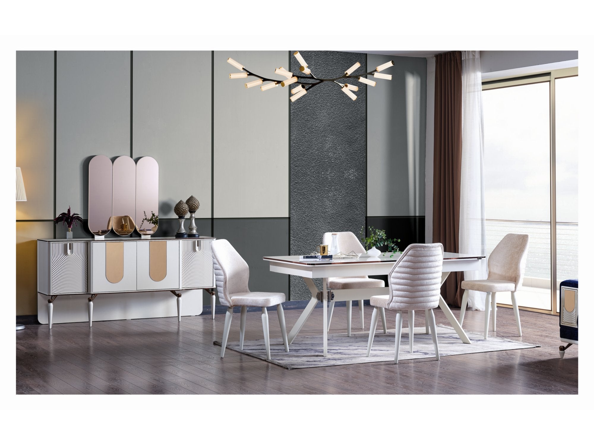 Kuvars Diningroom Set (Consol & Dining Table & 6 Dining Chair)