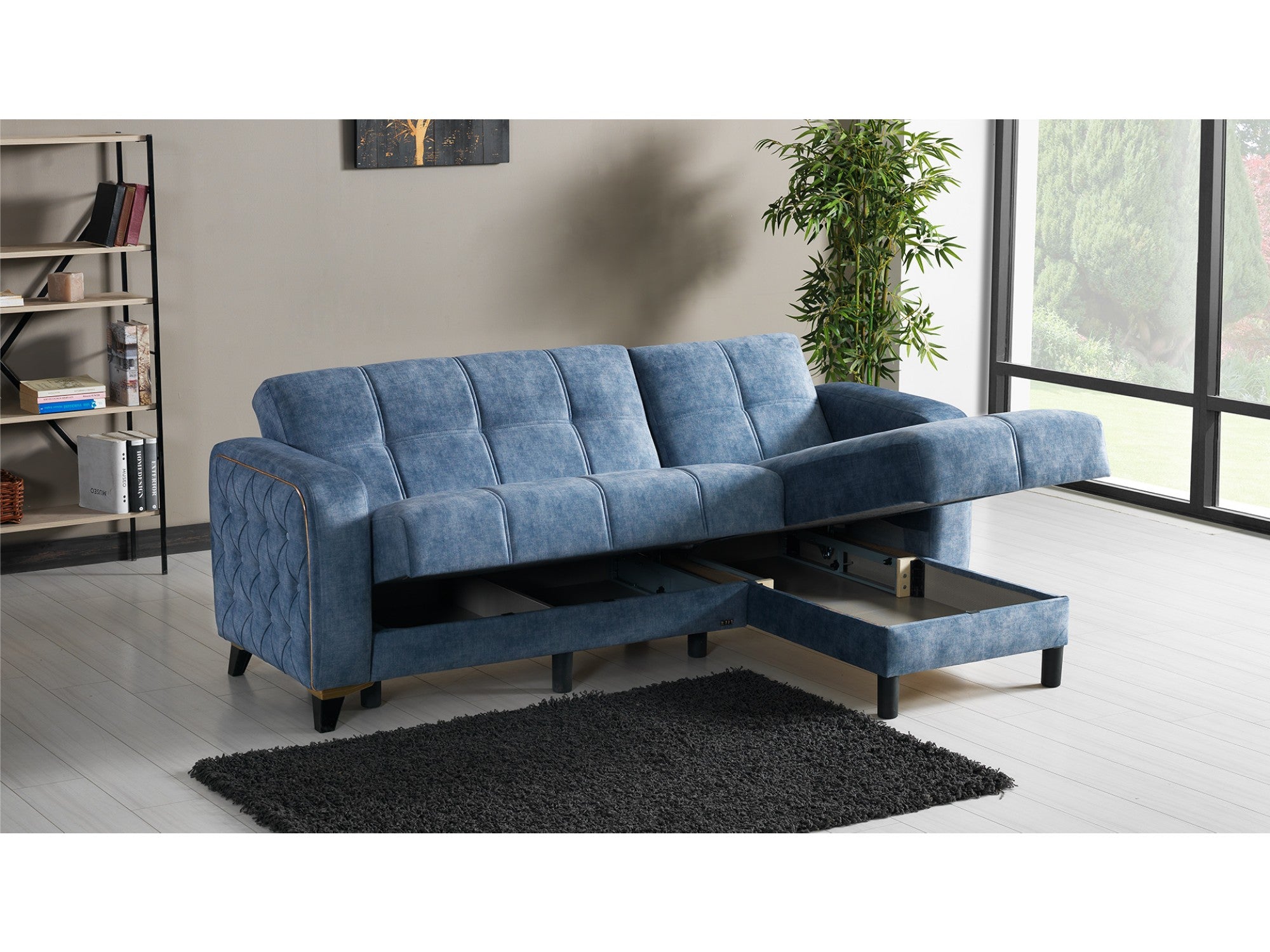 Mini Convertible Sectional With Ottoman