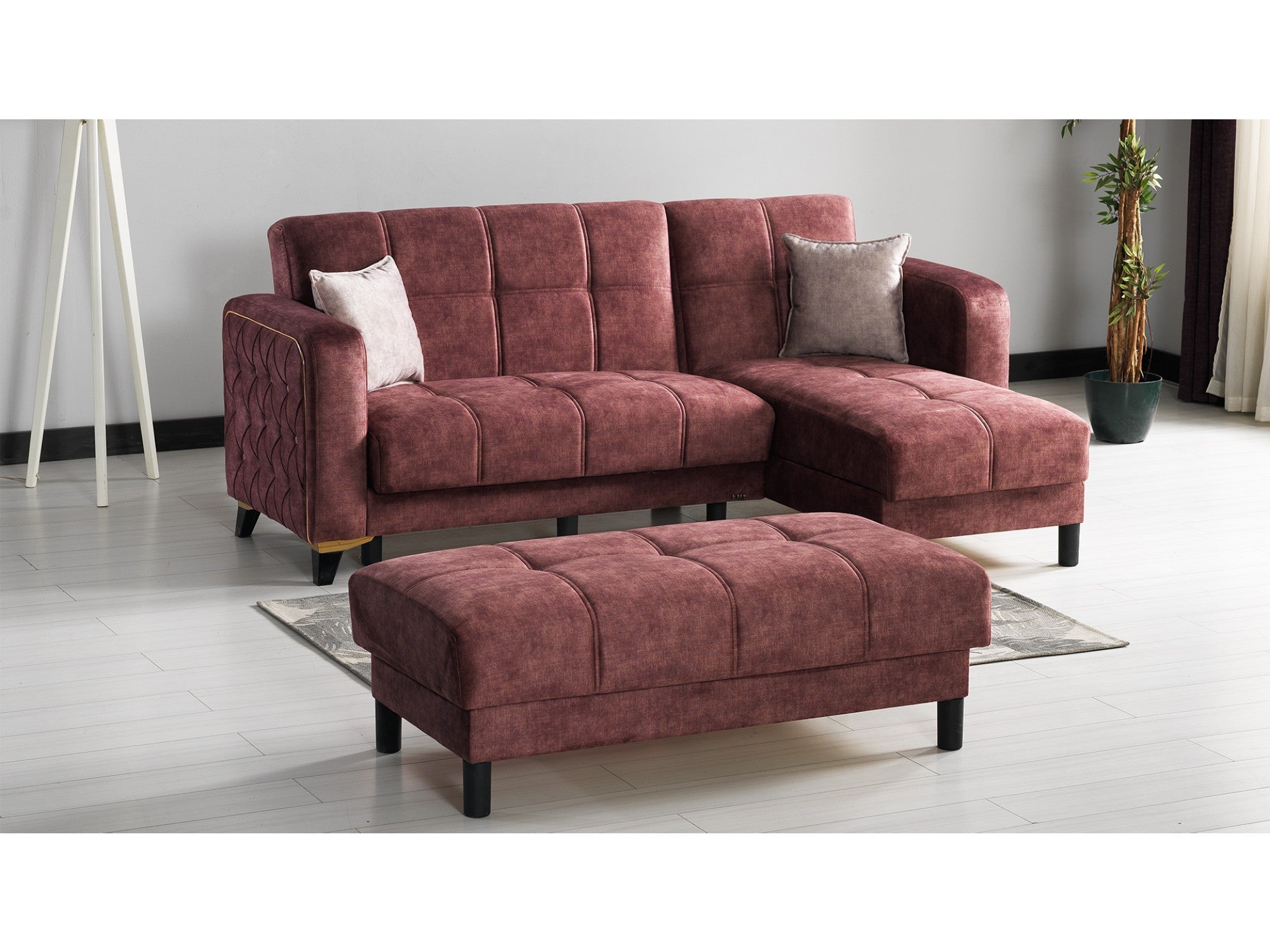 Mini Convertible Sectional With Ottoman