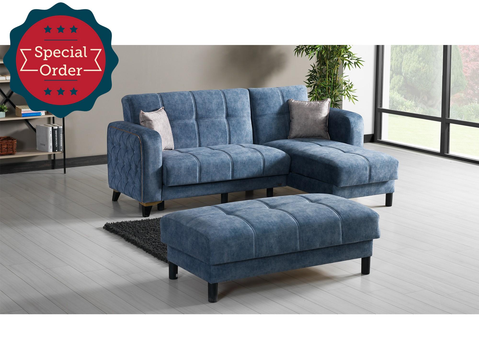 Mini Convertible Sectional With Ottoman