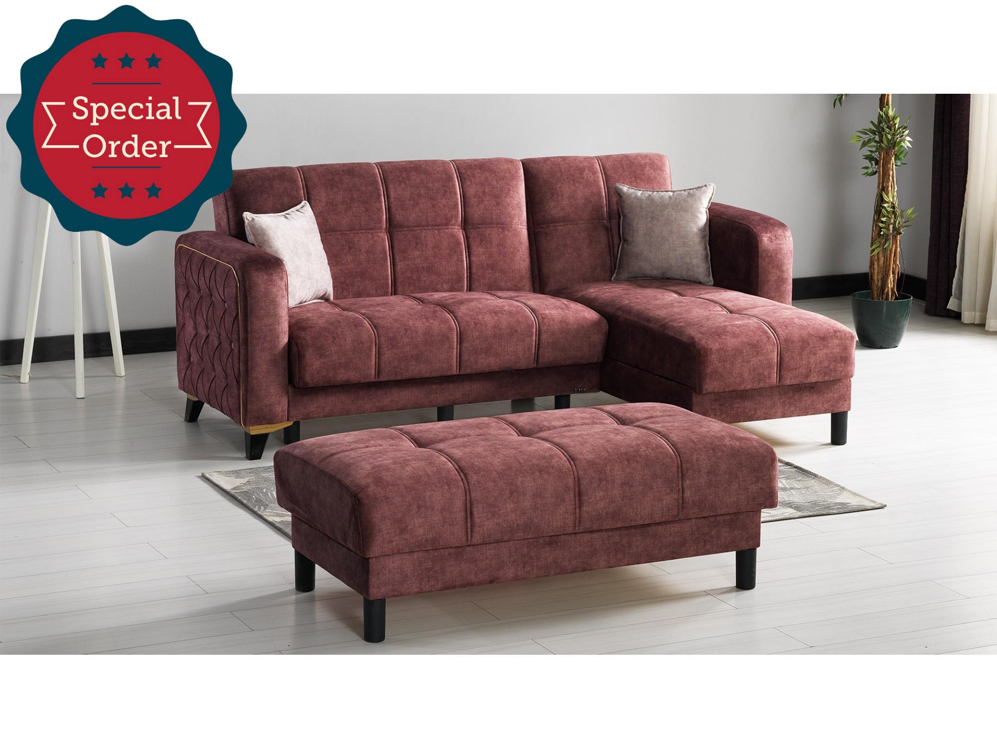 Mini Convertible Sectional With Ottoman