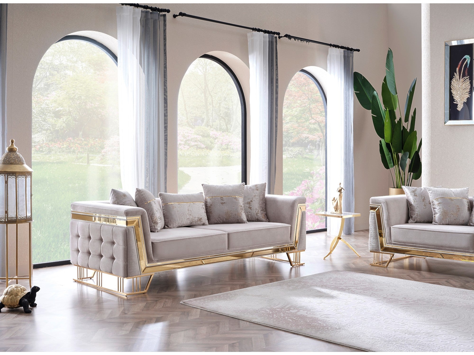 Munich Stationary Livingroom Set (2 Sofa & 2 Chair) Cream