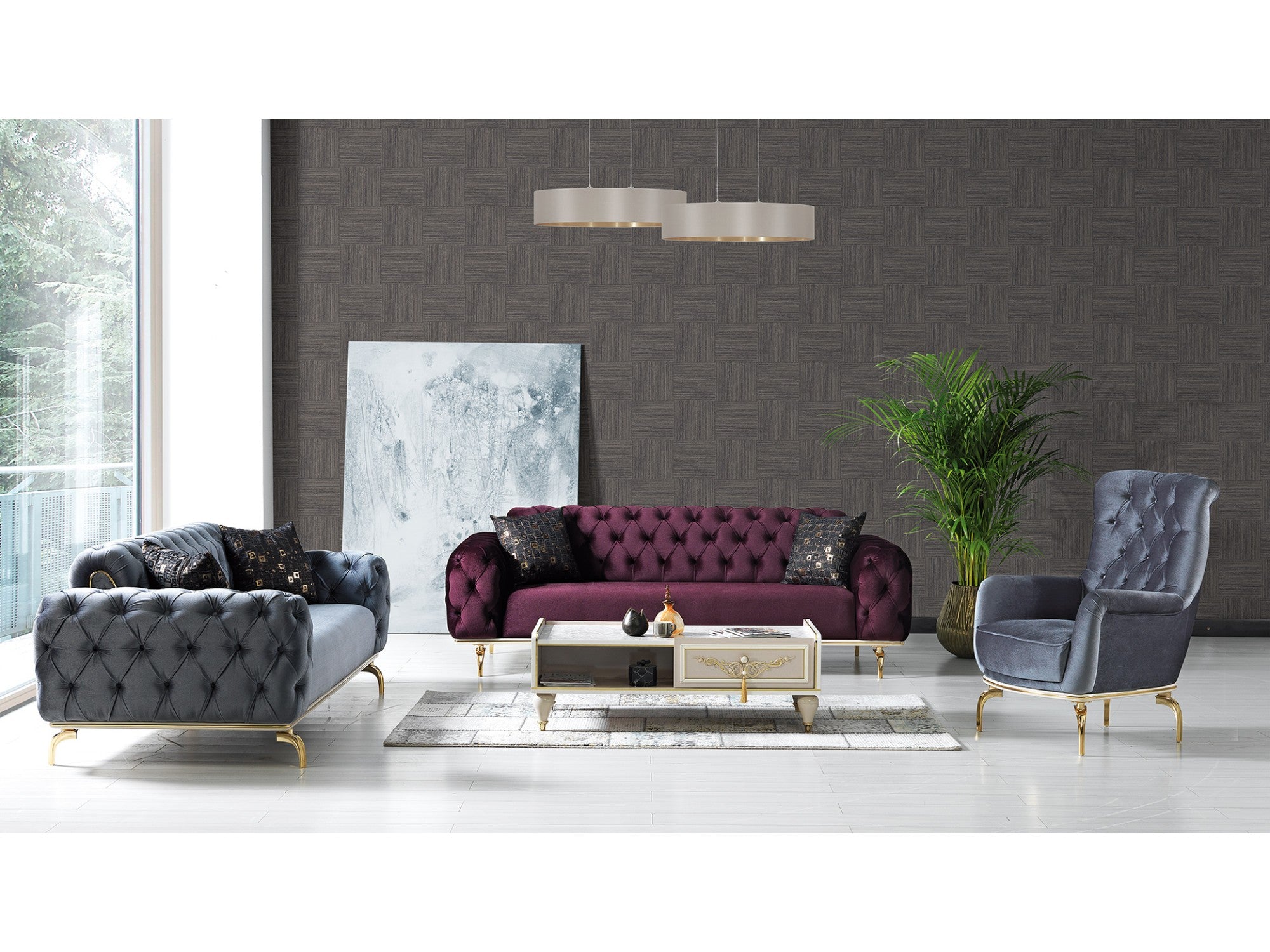 New Bianco Convertible Livingroom Set (2 Sofa & 2 Chair)