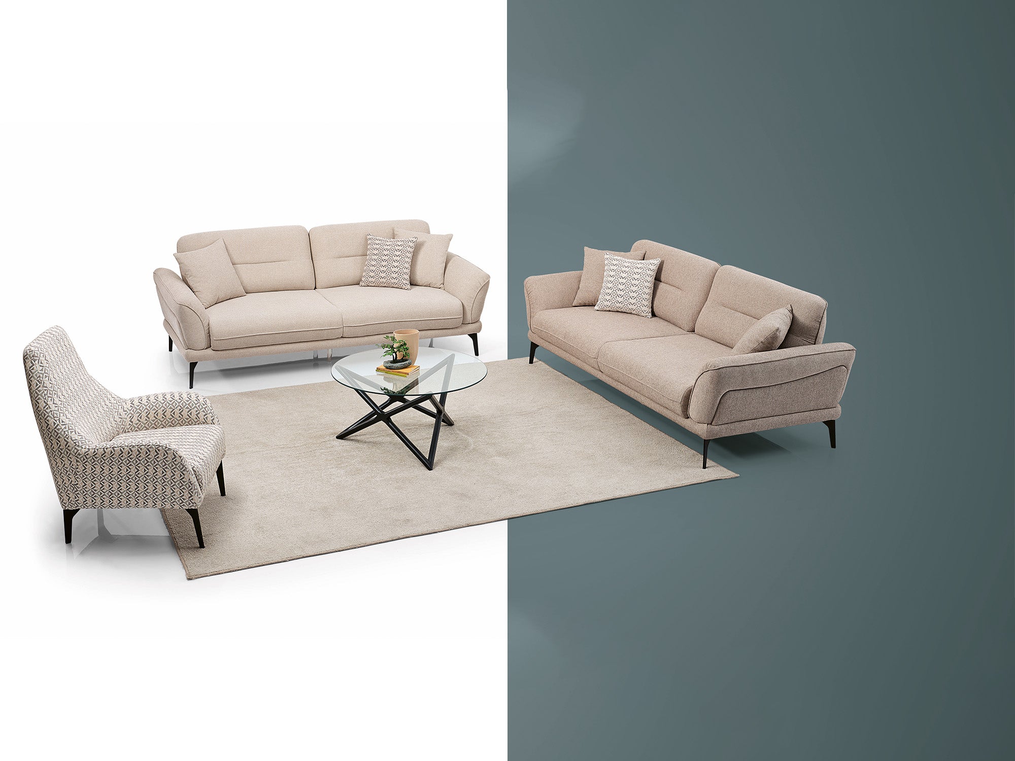 Pisa Convertible Livingroom Set (2 Sofa & 2 Chair)