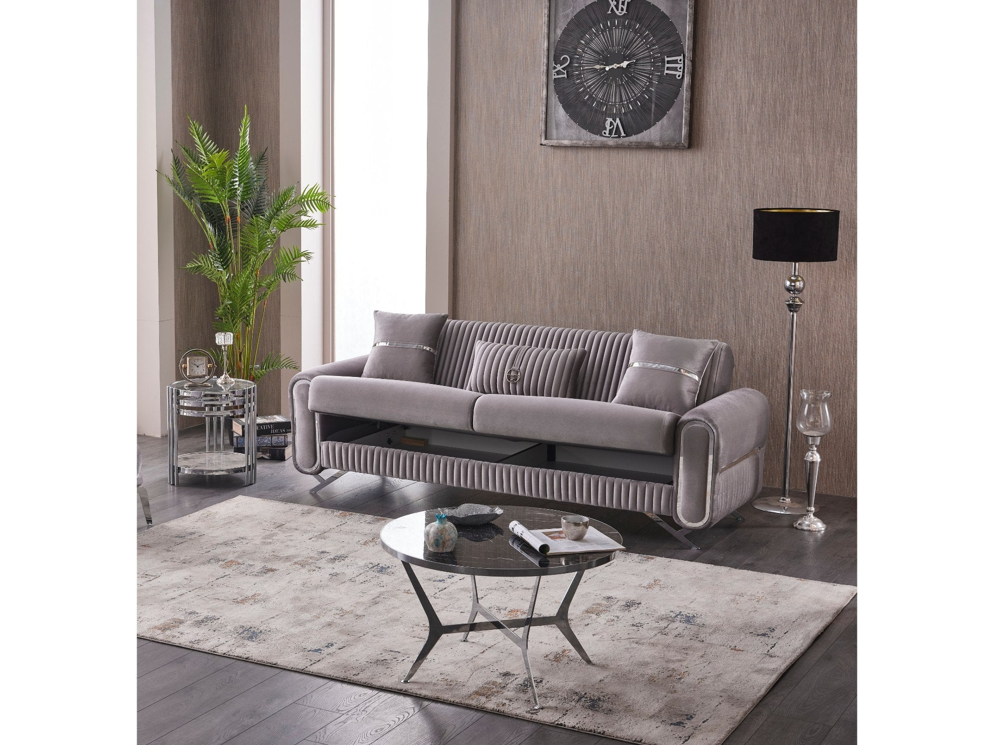 Royal Convertible Livingroom Set (2 Sofa & 2 Chair) Light Grey