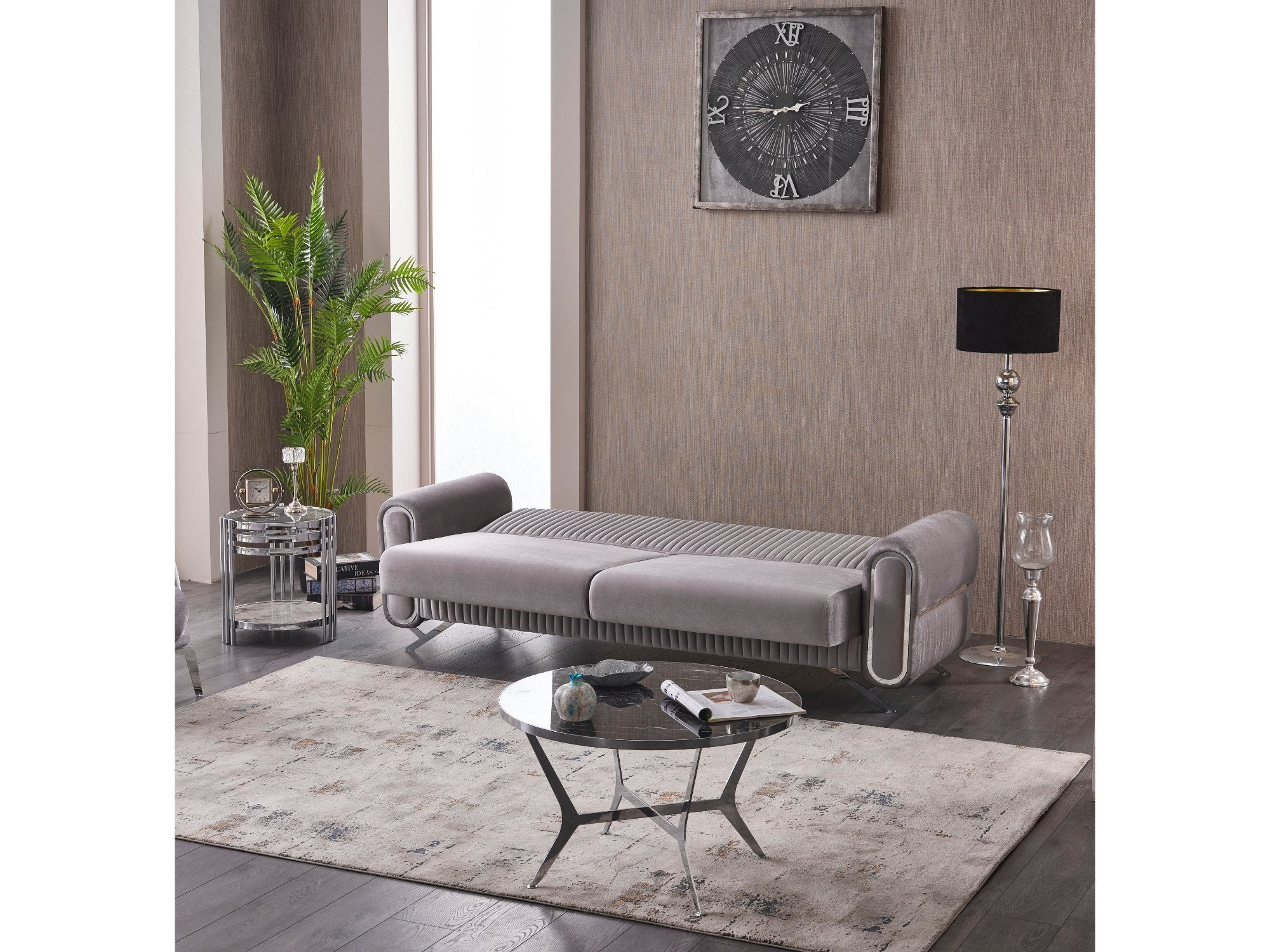 Royal Convertible Livingroom Set (2 Sofa & 2 Chair) Light Grey