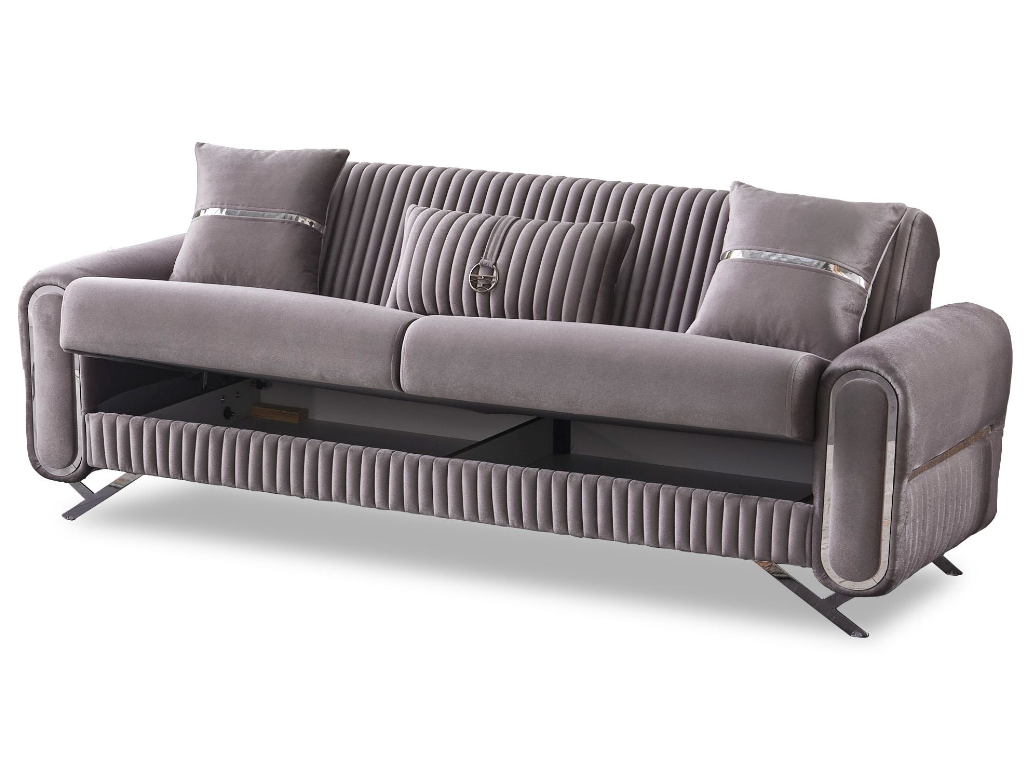 Royal Convertible Livingroom Set (2 Sofa & 2 Chair) Light Grey