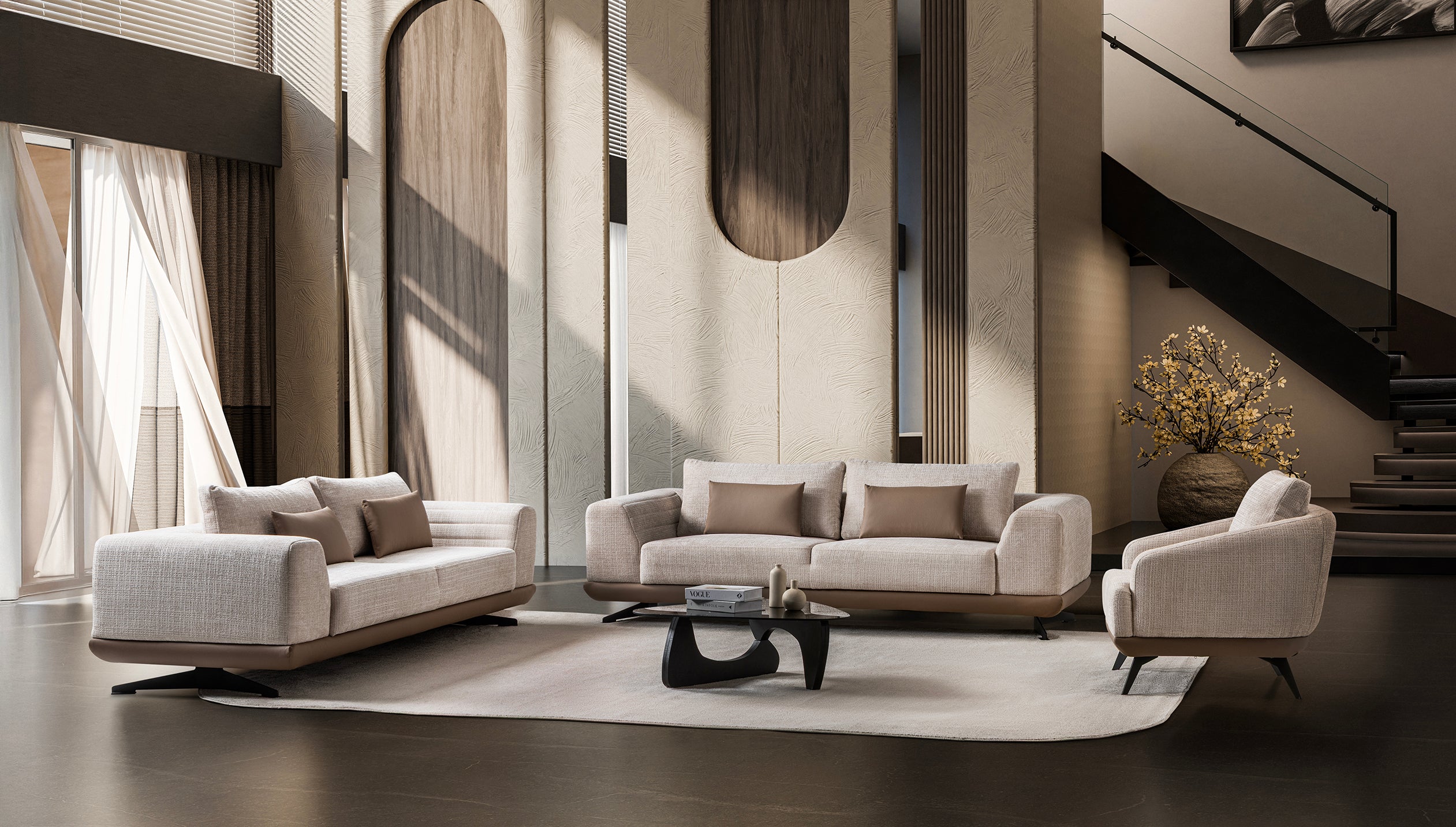Milano 3-pieces (Sofa & Loveseat & Chair) Livingroom Set