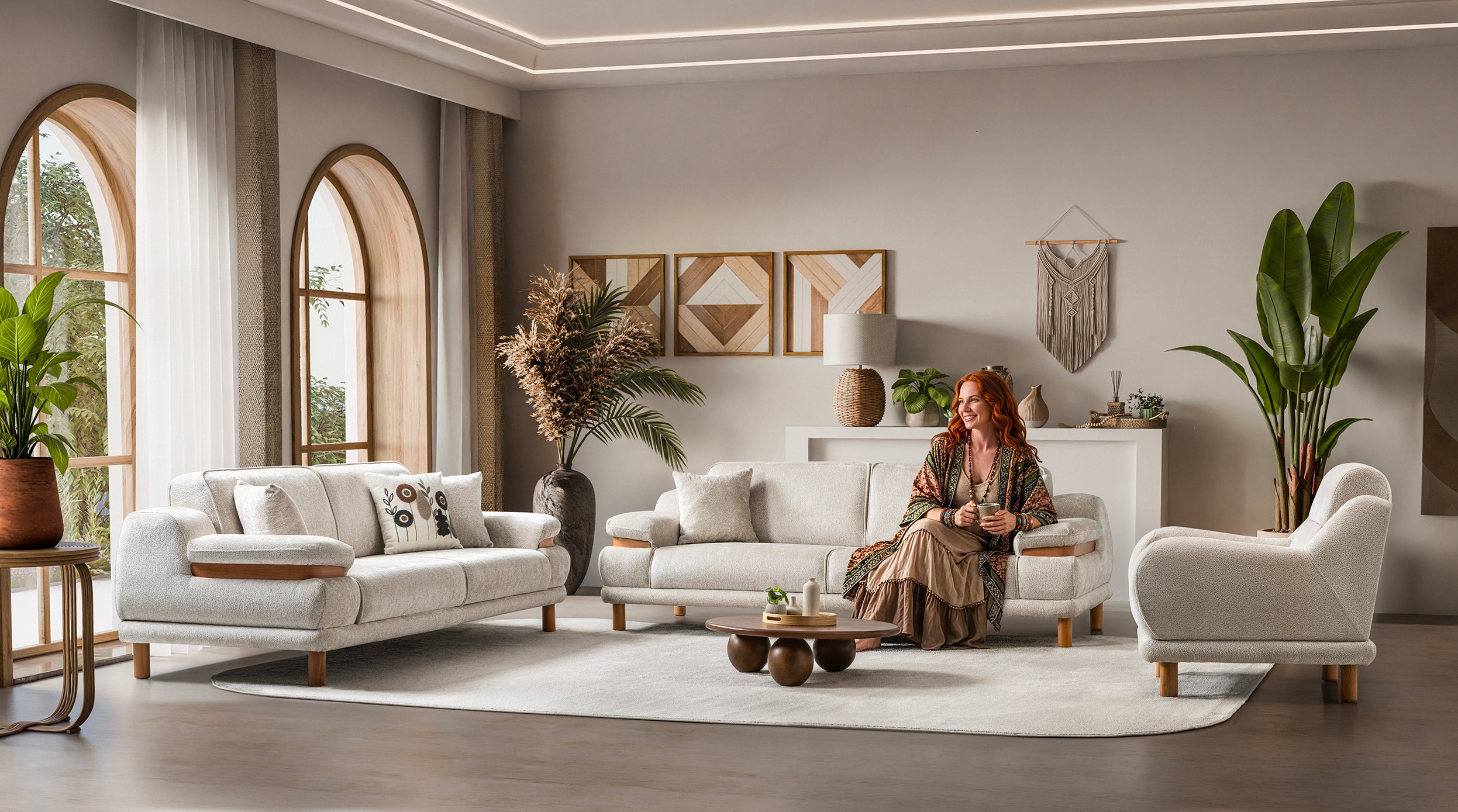 Latte 3-pieces (Sofa & Loveseat & Chair) Livingroom Set
