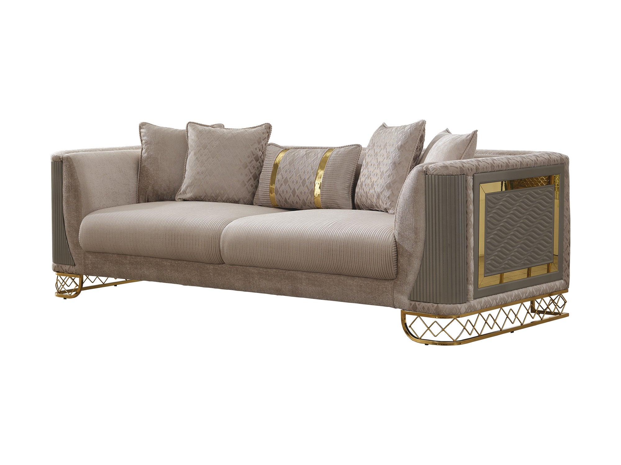 Valentino Stationary Livingroom (2 Sofa & 2 Chair) Beige