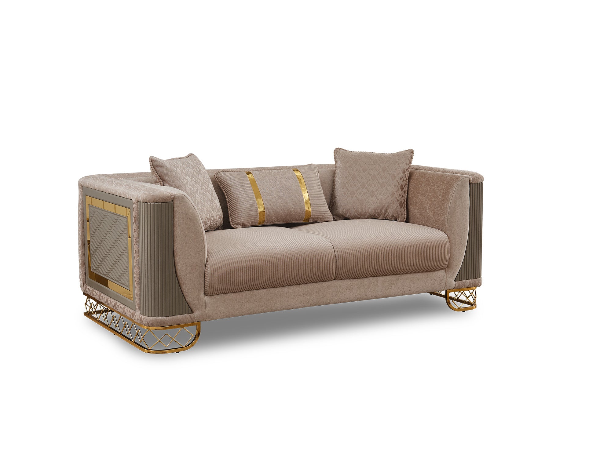 Valentino Stationary Livingroom (2 Sofa & 2 Chair) Beige