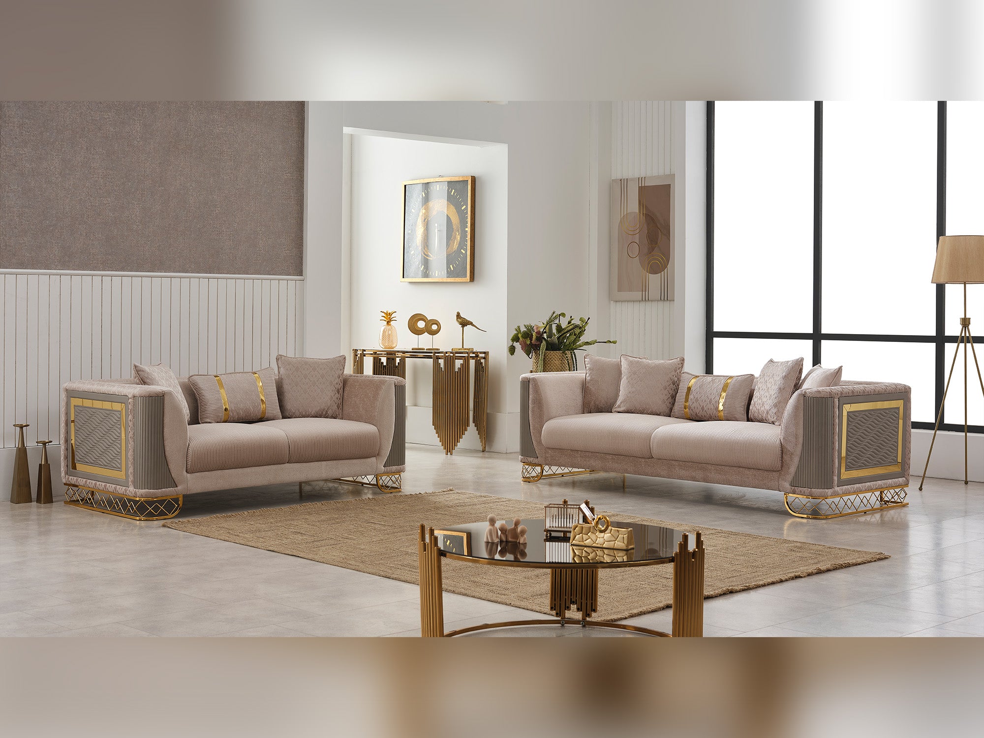 Valentino Stationary Loveseat Beige