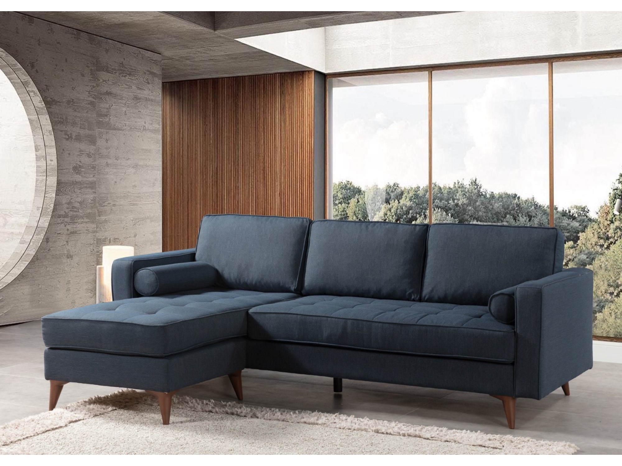Still Livingroom Sectional Dark Blue