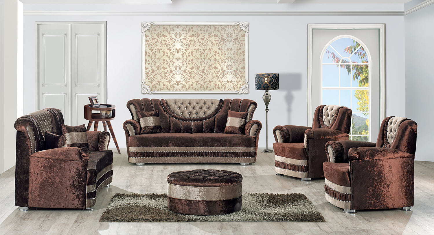 Idea Stationary Livingroom Loveseat Brown - Beige