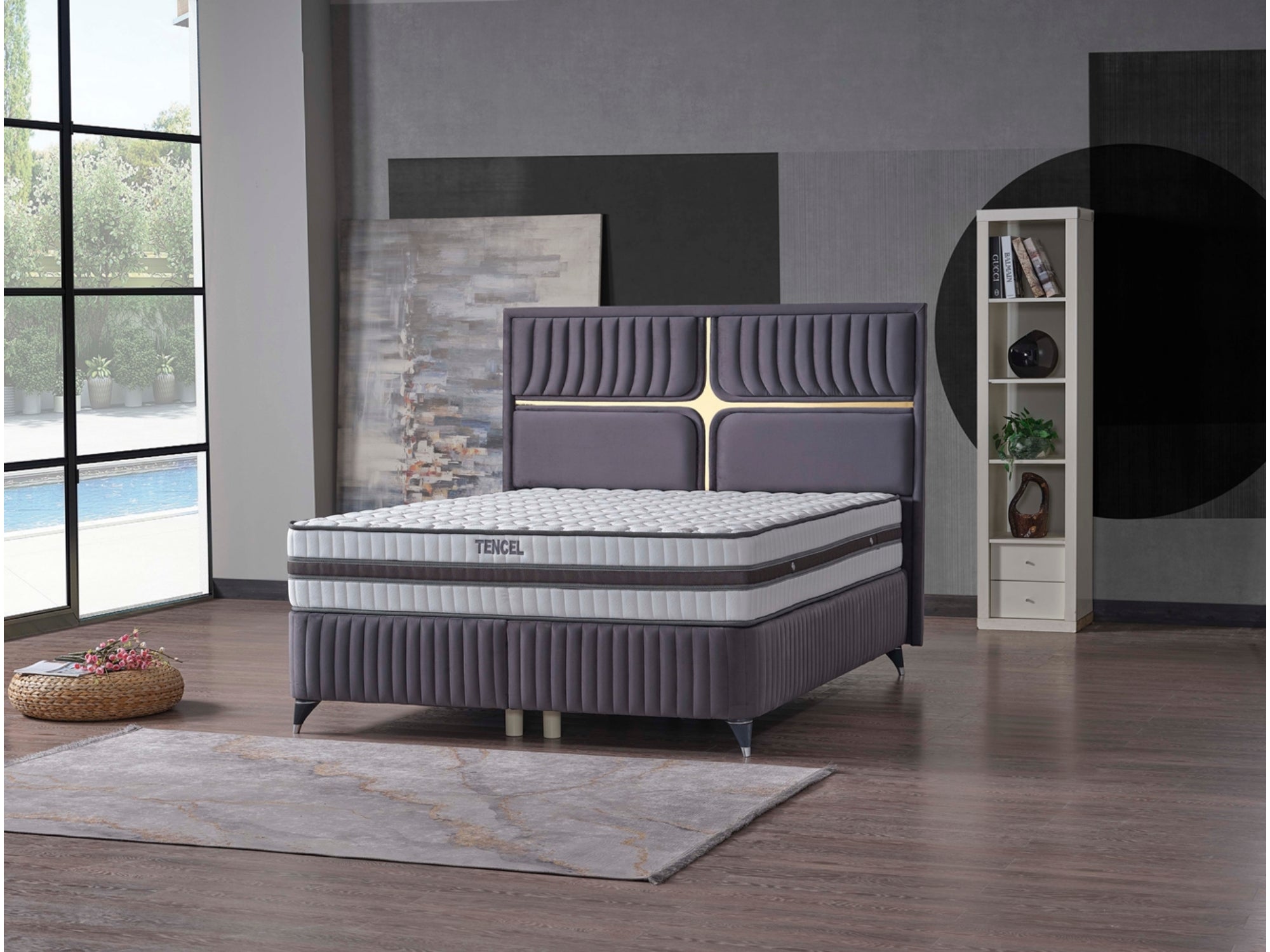 Akasya Storage Bed With Headboard Fume