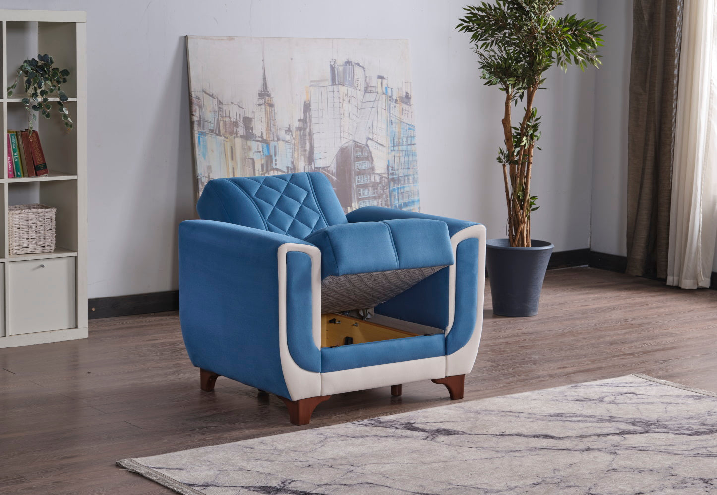 Berre Convertible Livingroom (2 Sofa & 2 Chair) Blue