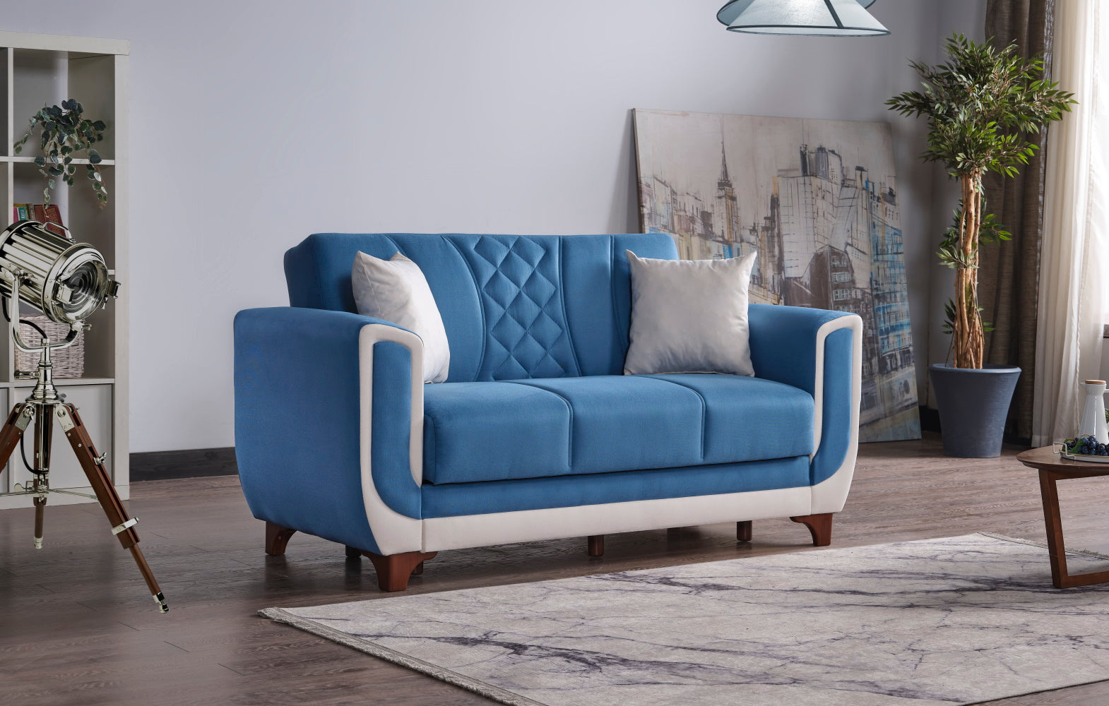 Berre Convertible Livingroom (2 Sofa & 2 Chair) Blue