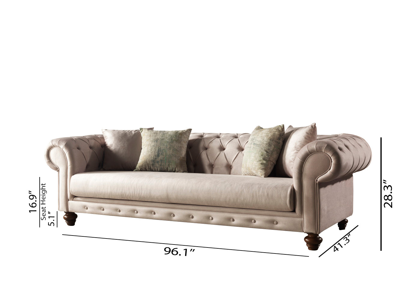 Chester Stationary Livingroom Sofa Cream