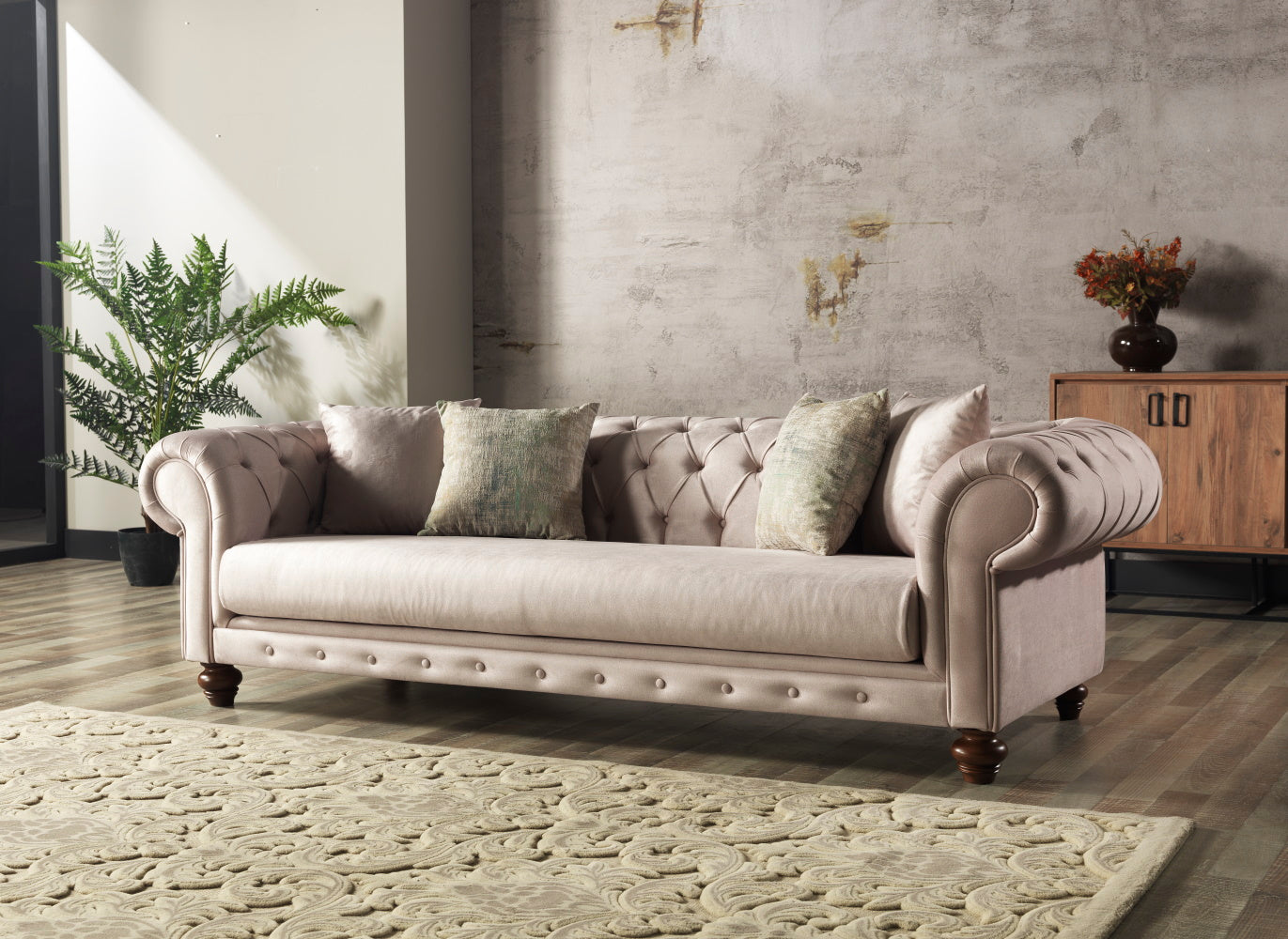 Chester Stationary Livingroom Sofa Cream
