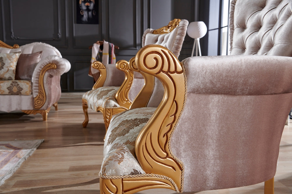 Sultan Traditional Livingroom (2 Sofa & 2 Chair) Cream