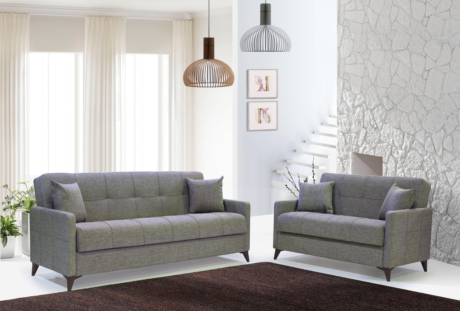 Eylul Convertible Livingroom Loveseat Beige