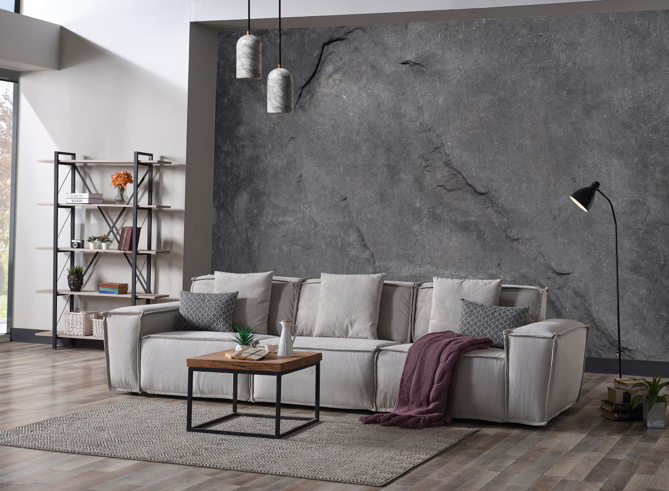 Padova Sectional With Ottoman Cream