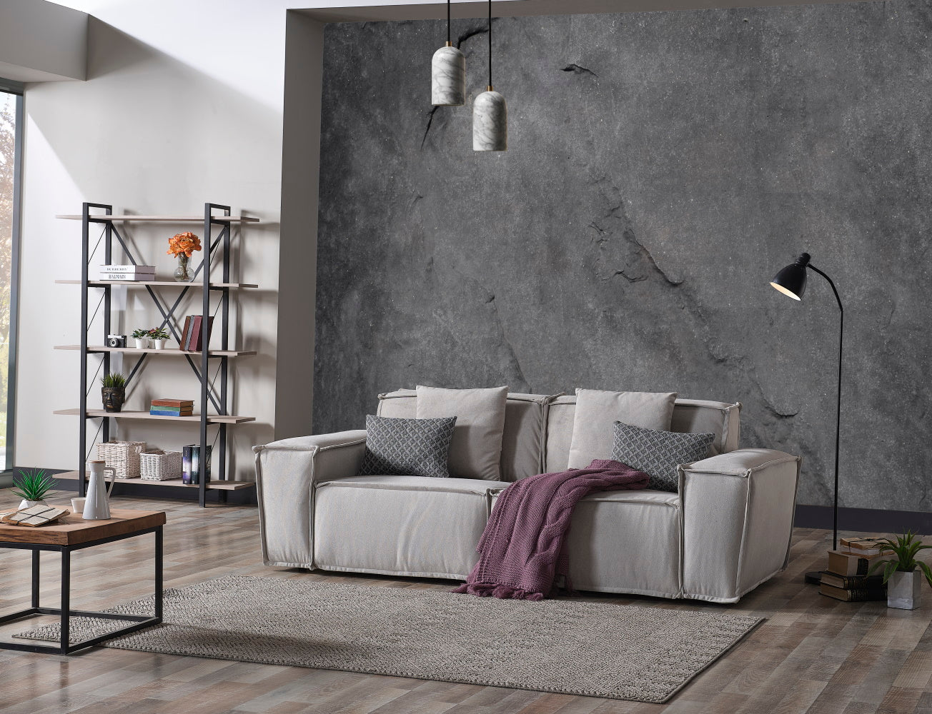 Padova Sectional With Ottoman Cream