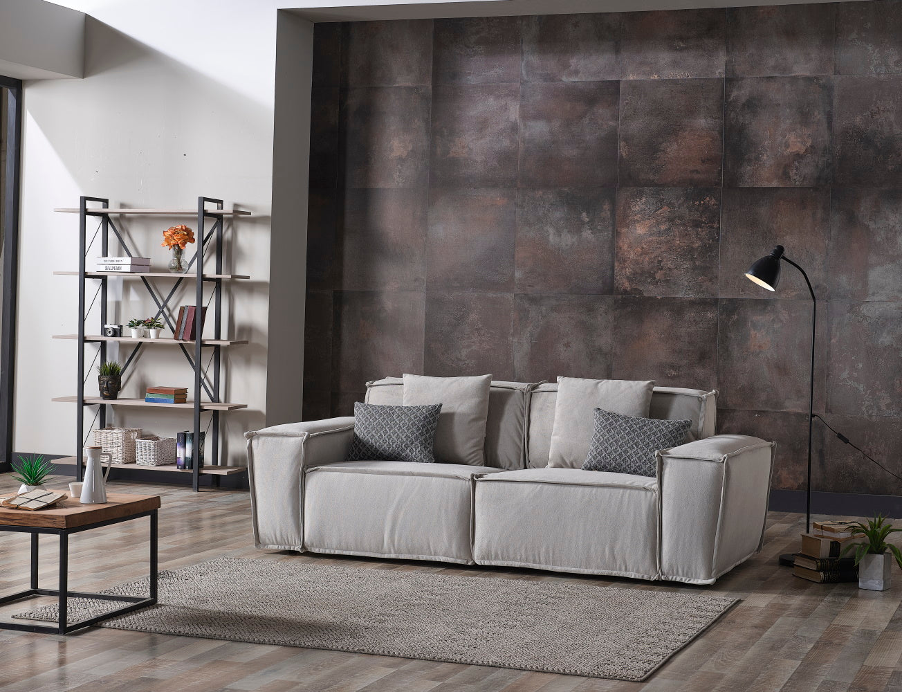 Padova Sectional With Ottoman Cream