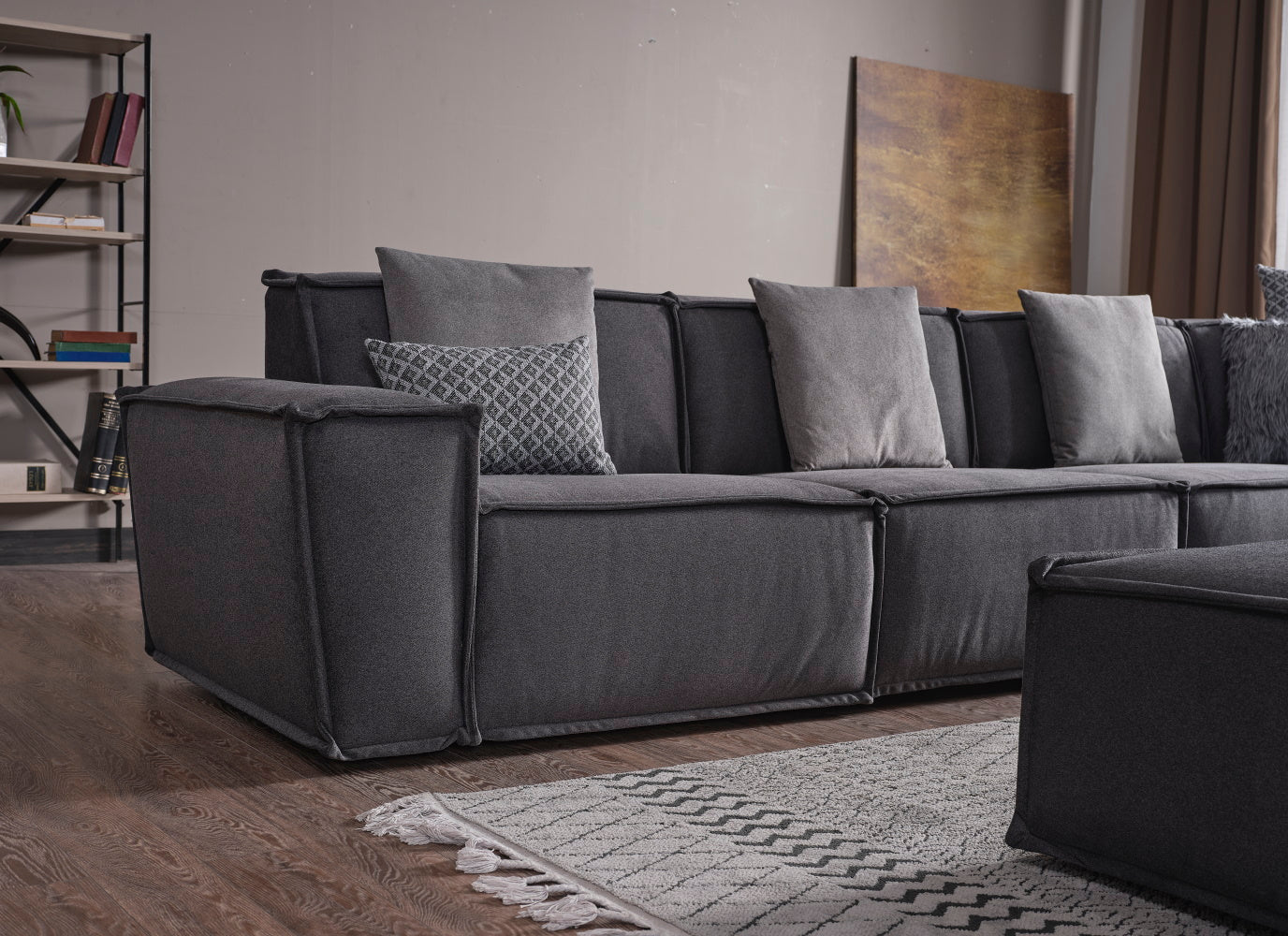 Padova Sectional With Ottoman Grey