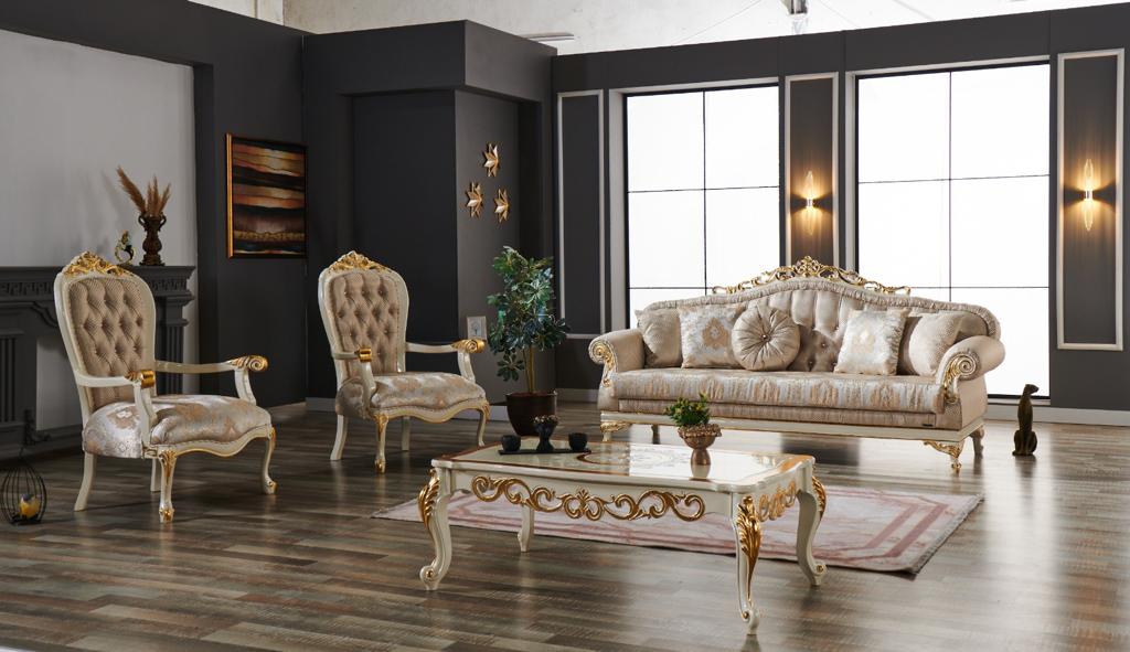 Kardelen Traditional Livingroom (2 Sofa & 2 Chair) Cream