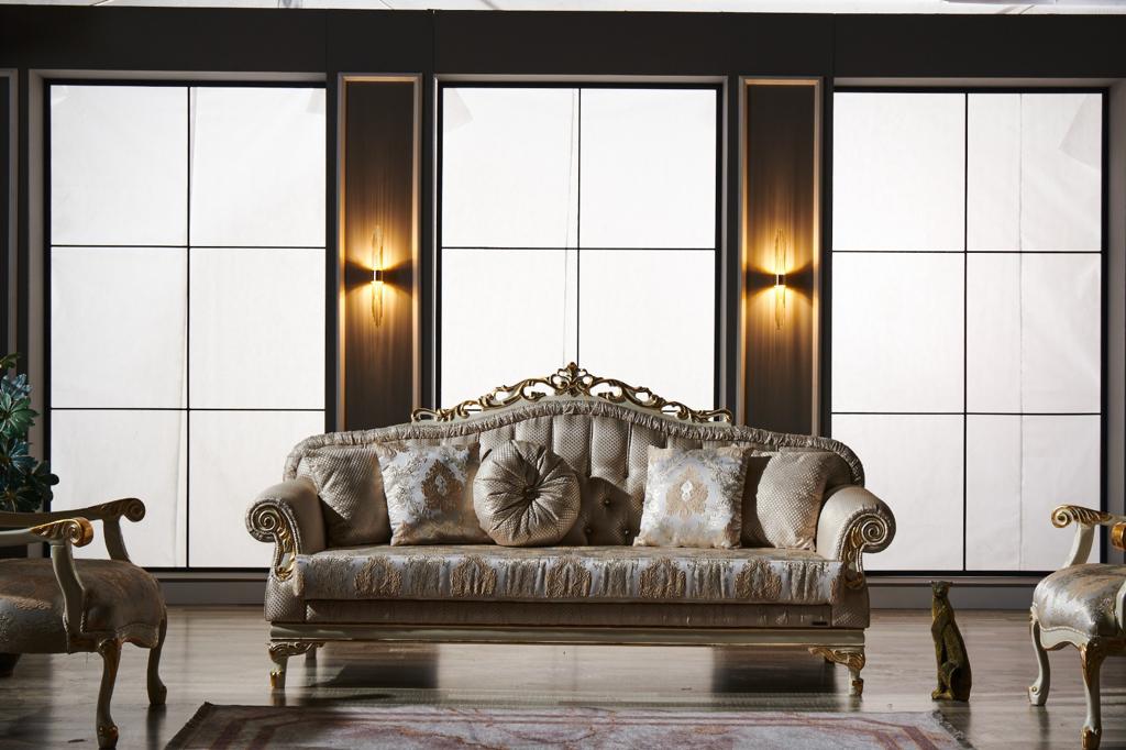 Kardelen Traditional Livingroom (2 Sofa & 2 Chair) Cream