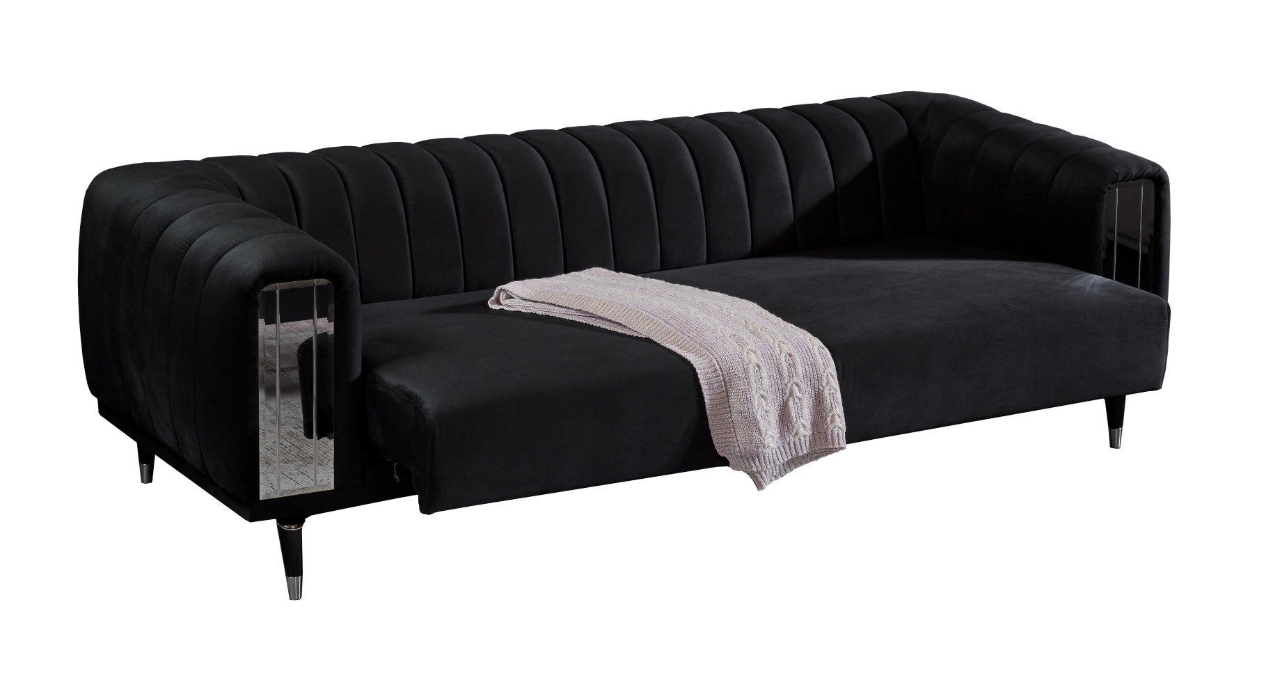 Keops Convertible Livingroom (1 Black Sofa & 1 Grey Sofa & 1 Black Chair )