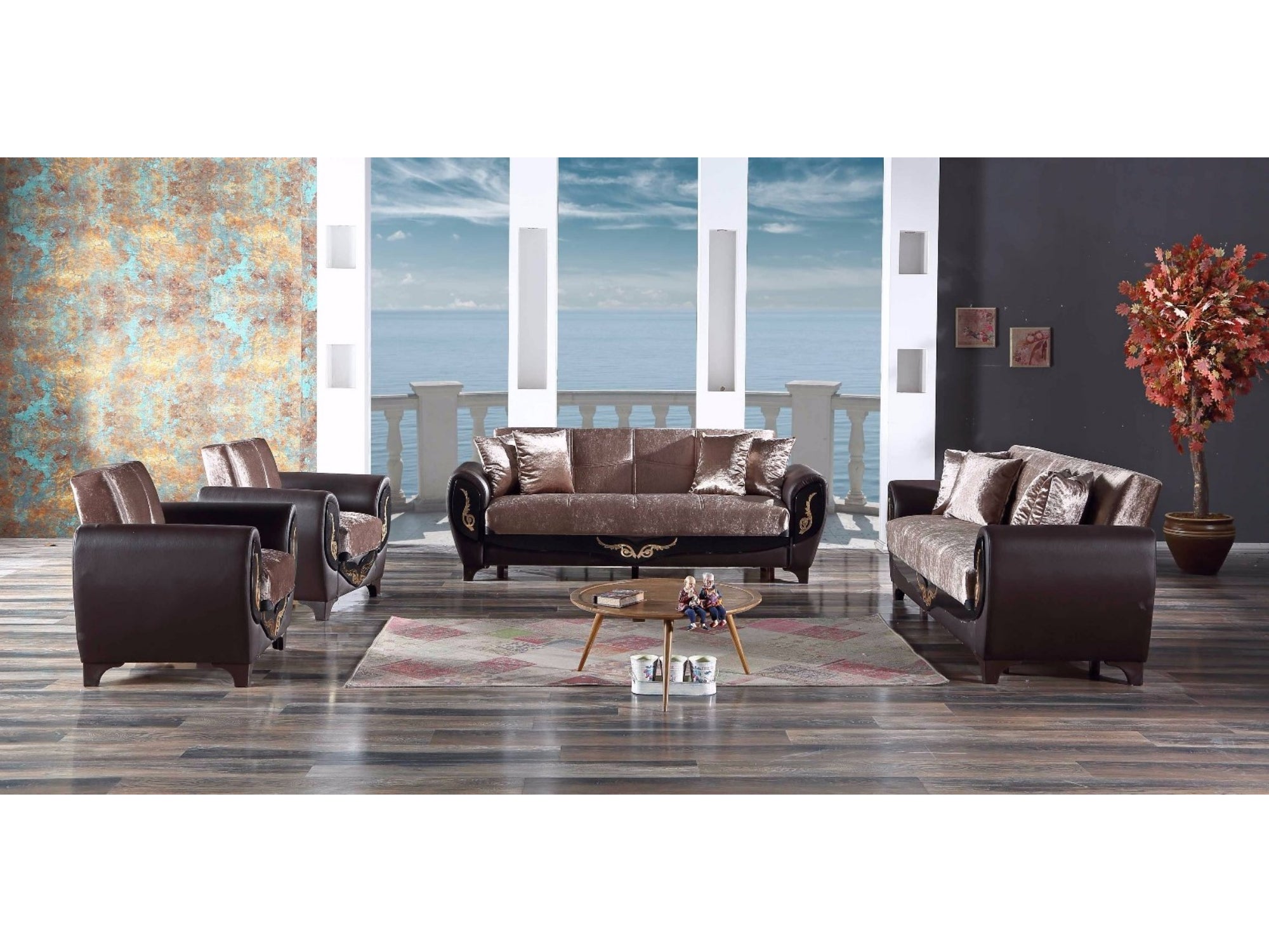 Legacy Convertible Livingroom Loveseat Dropp Brown