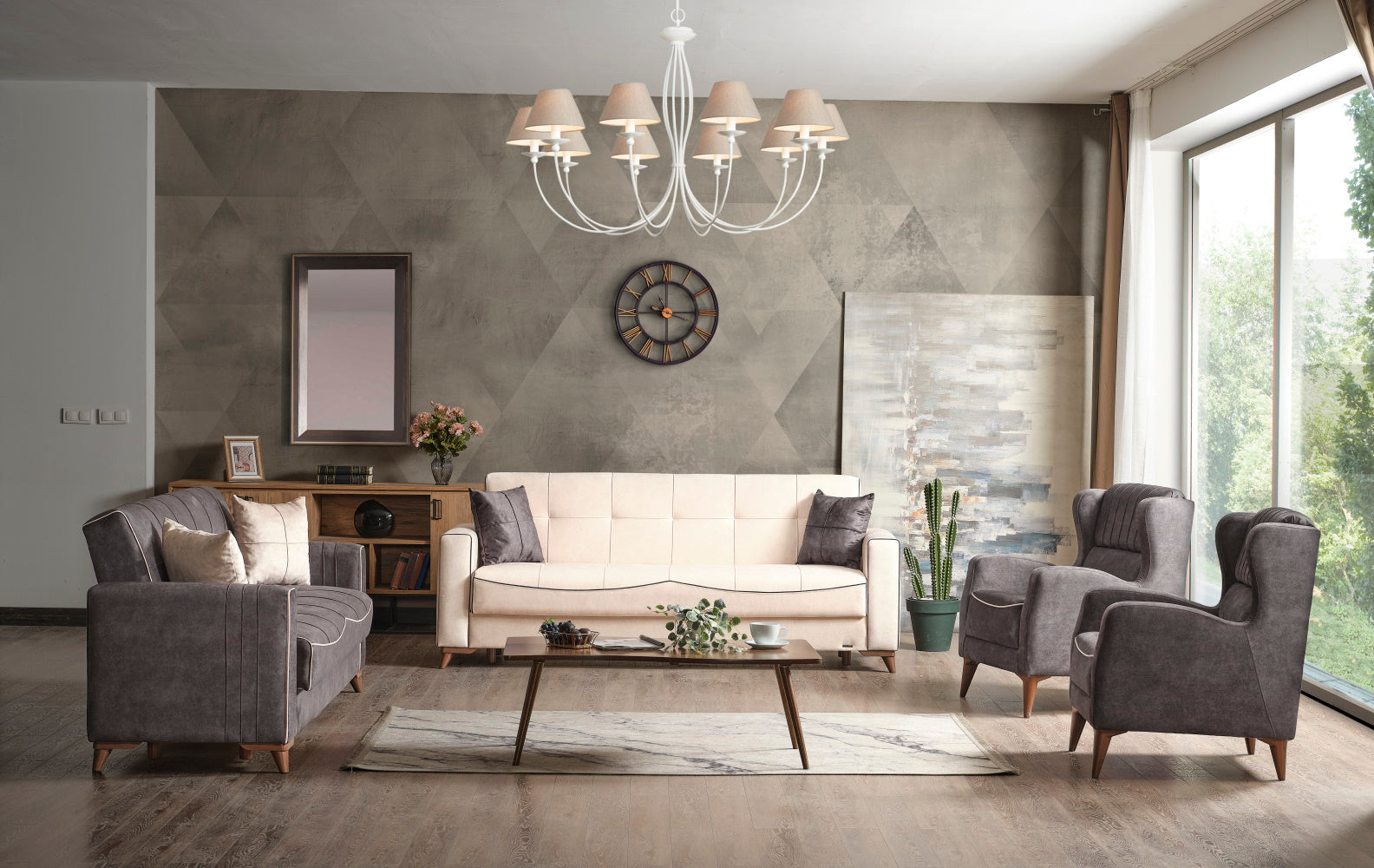 Napoli Convertible Livingroom Sofa Grey
