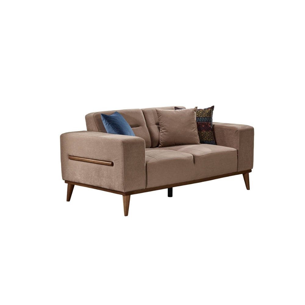 Odesa Convertible Livingroom (2 Sofa & 2 Blue Chair) Light Brown