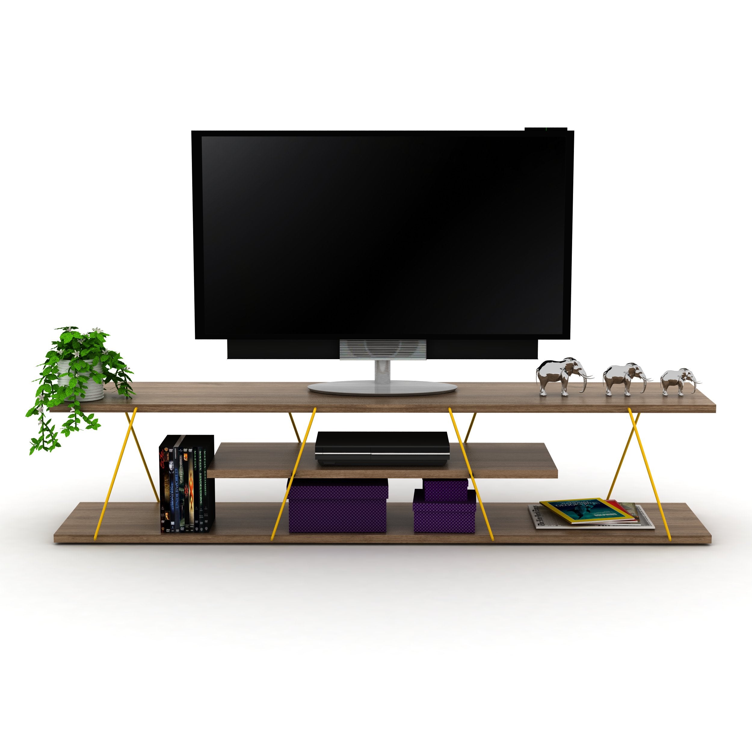 Tars Tv Stand Walnut - Yellow