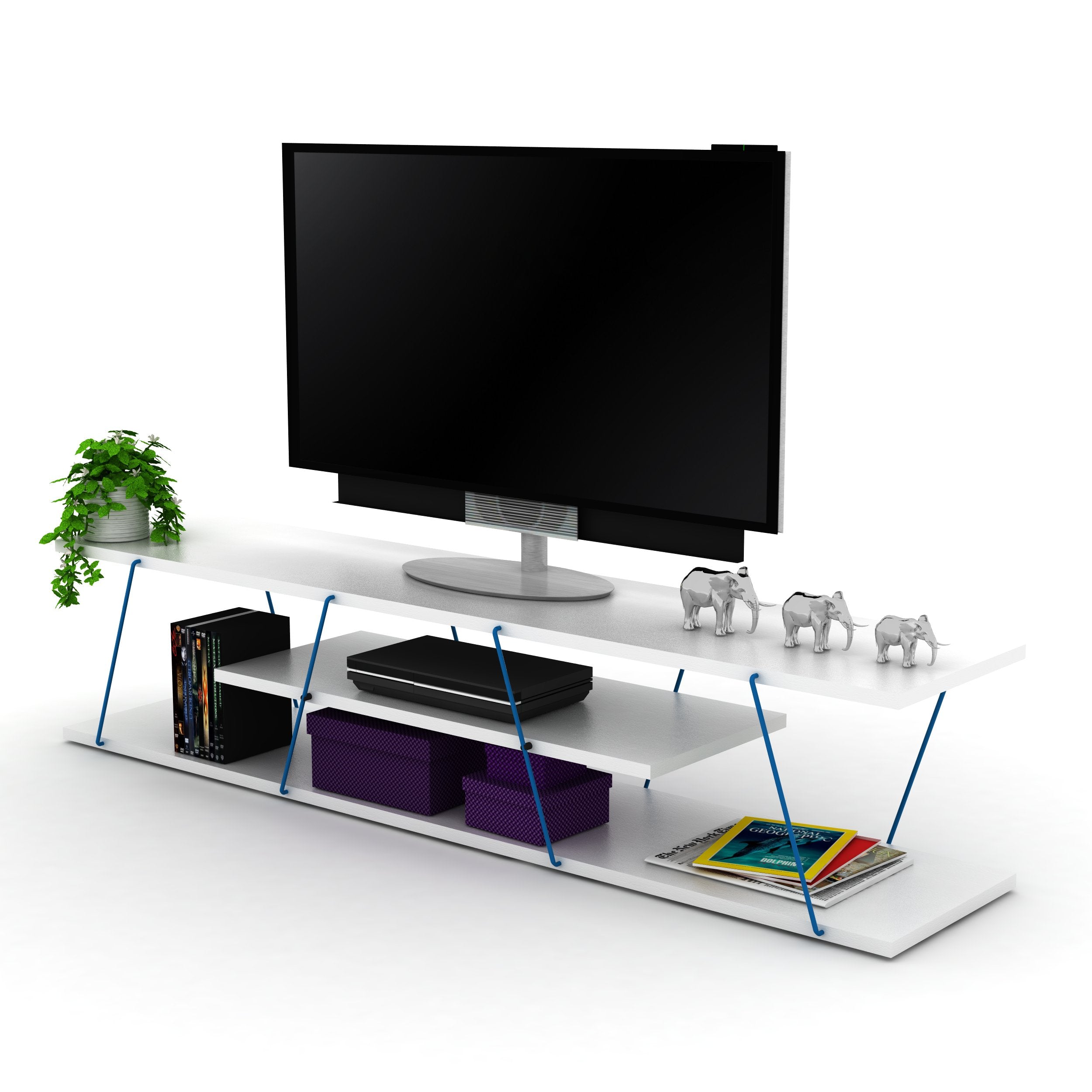 Tars Tv Stand White - Blue