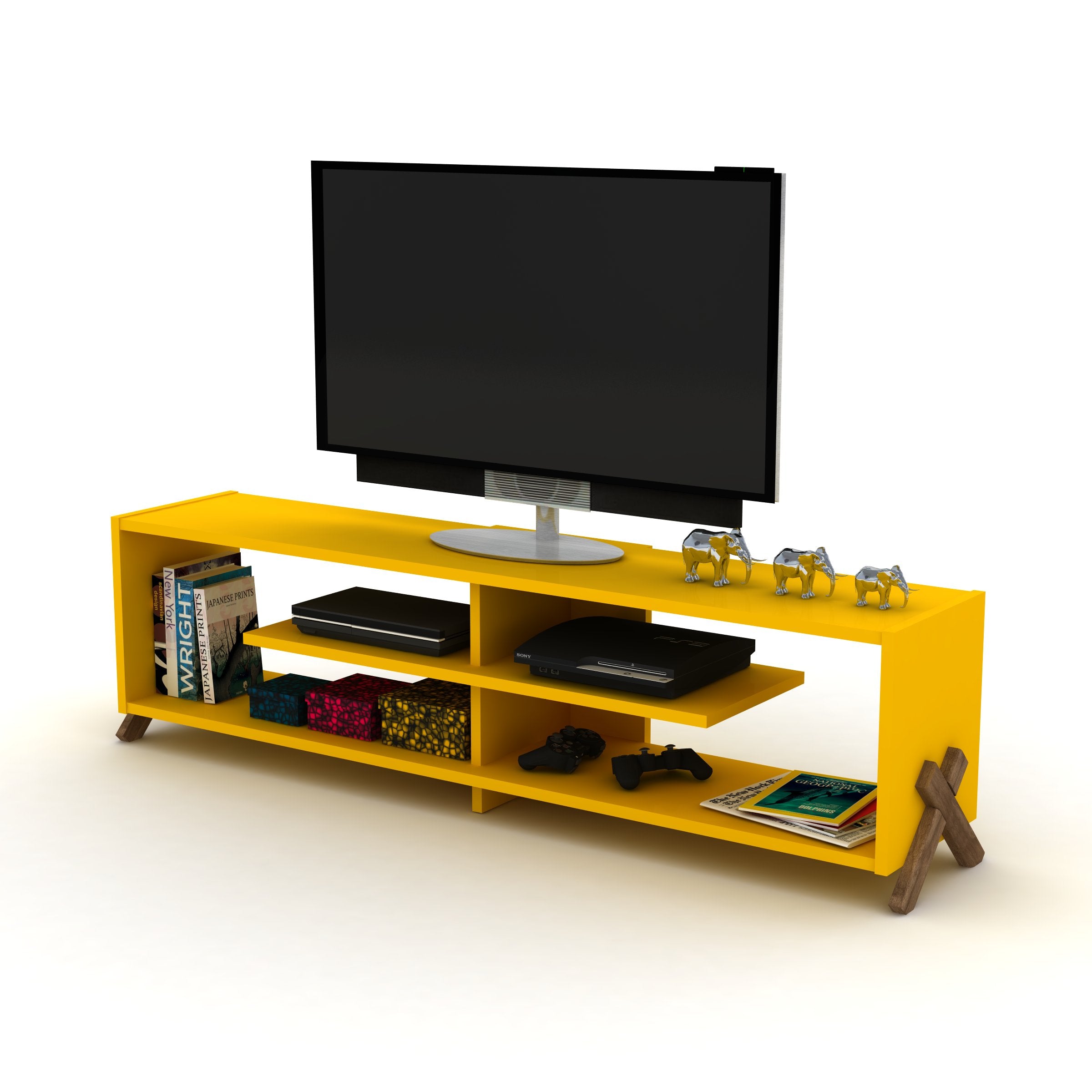 Kipp Tv Stand Walnut-Yellow