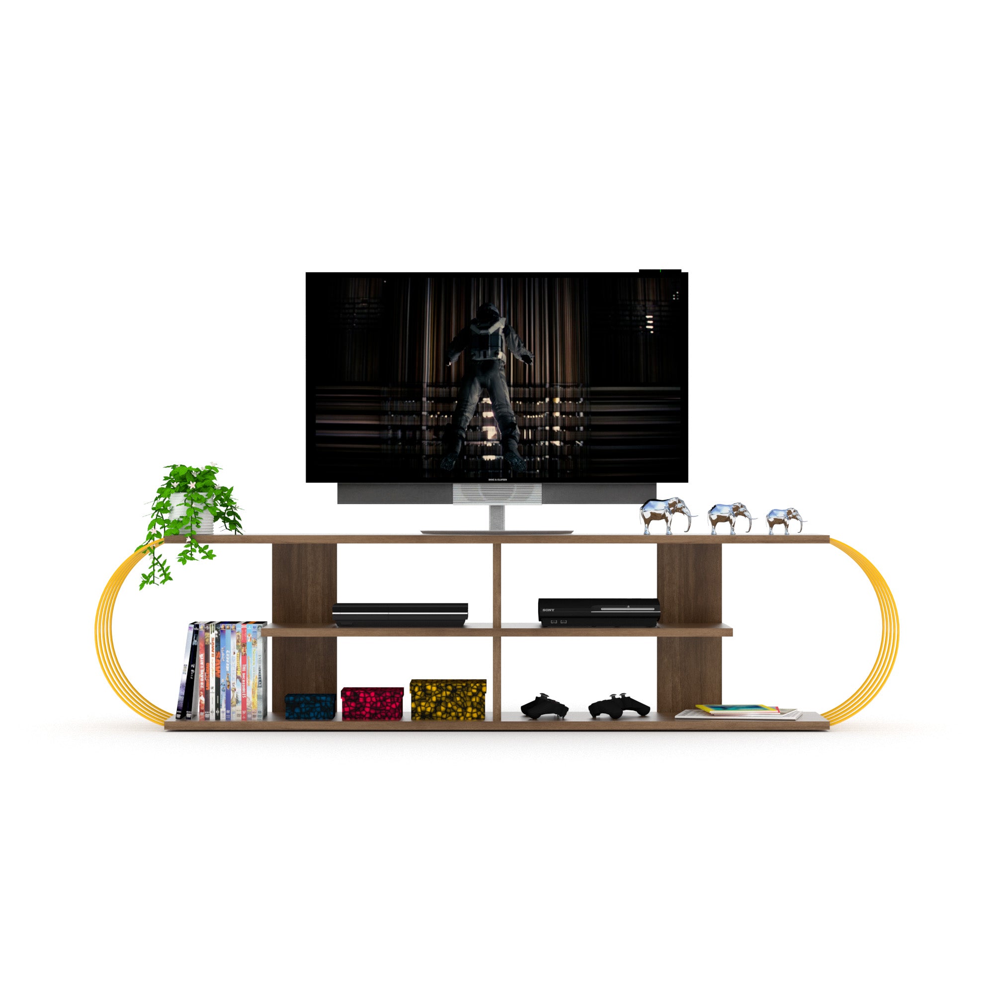 Case Tv Stand Walnut-Yellow