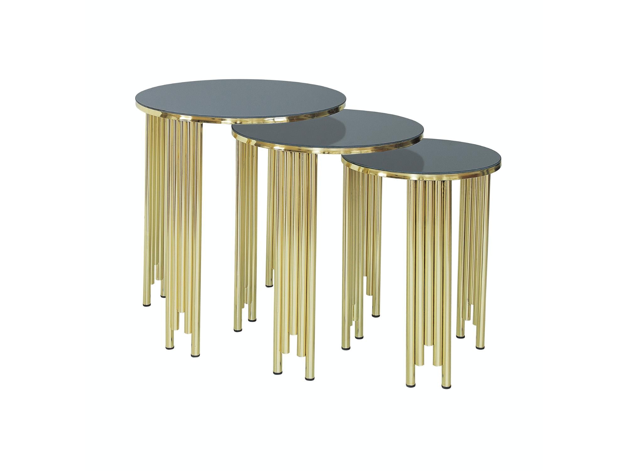 Renga Nesting Table Gold Legs Black Top