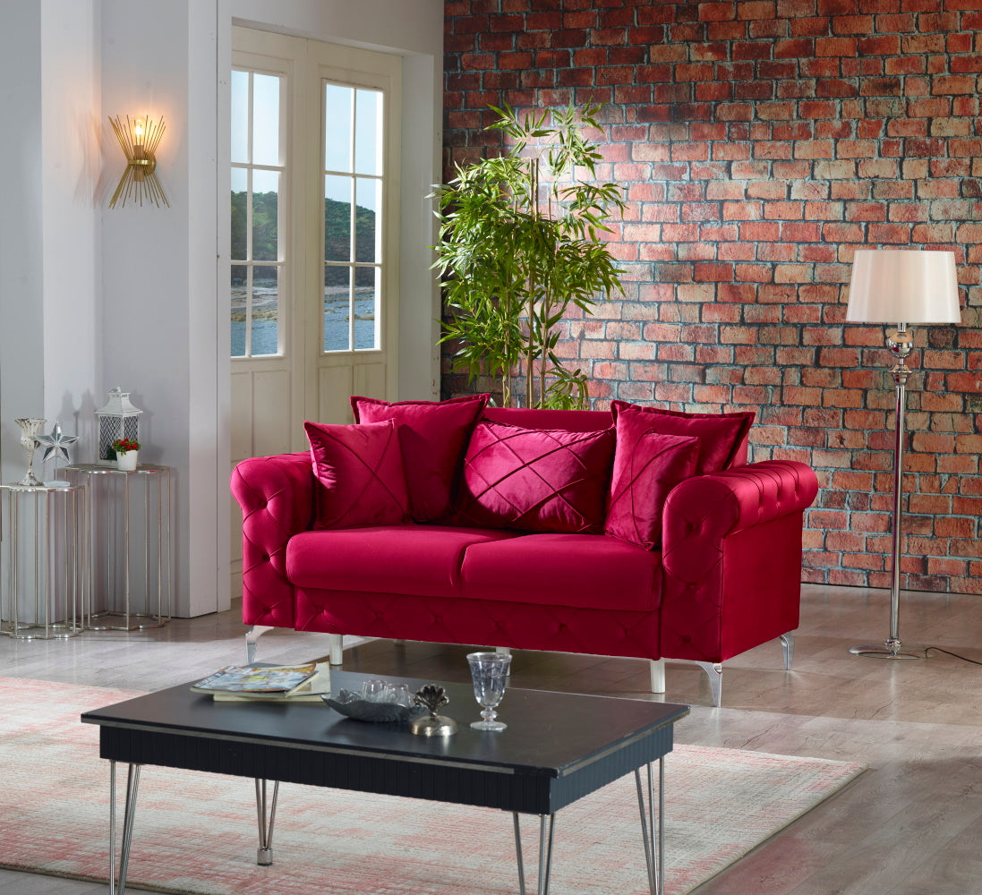 Riva Convertible Loveseat Burgundy