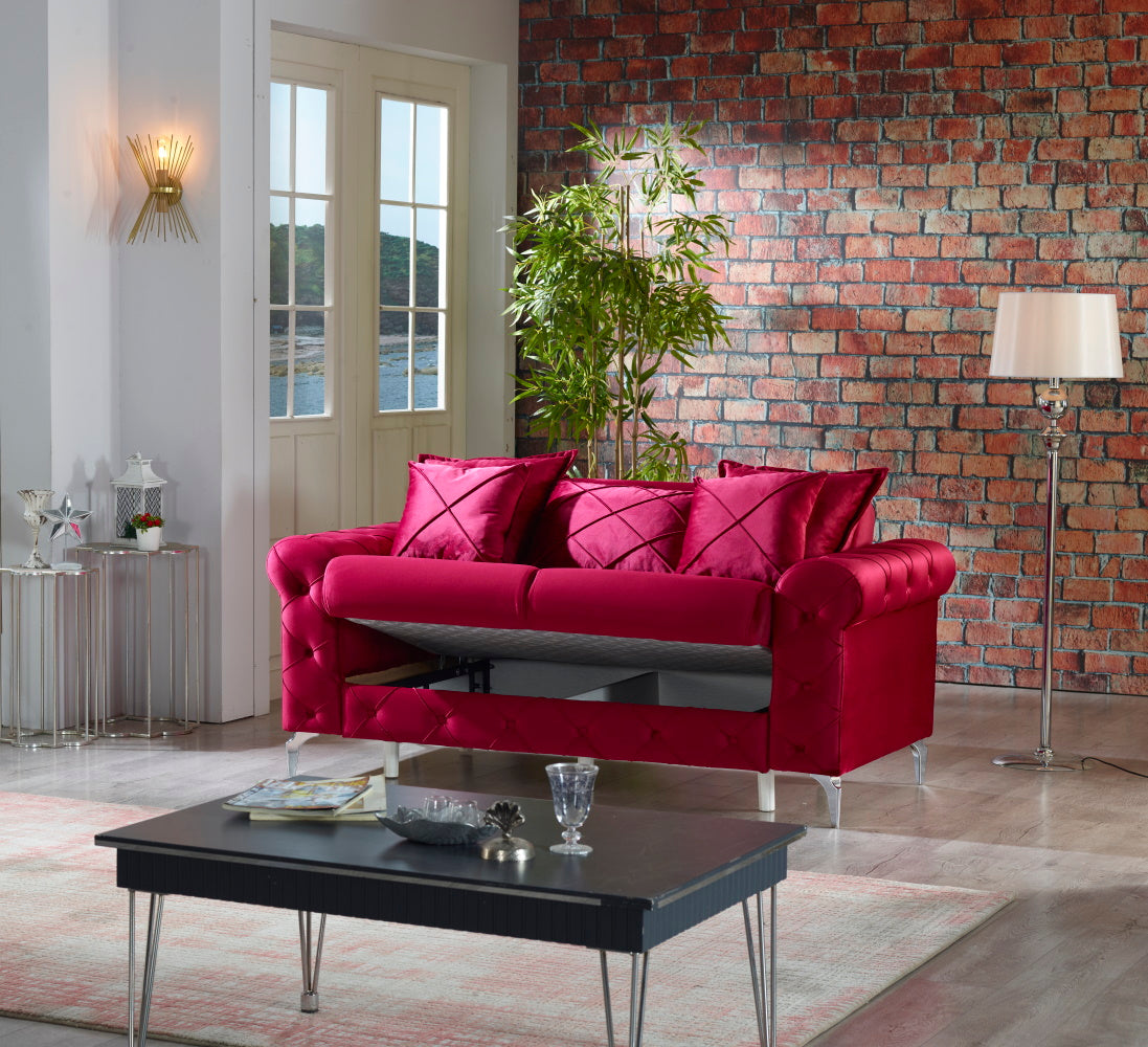 Riva Convertible Loveseat Burgundy